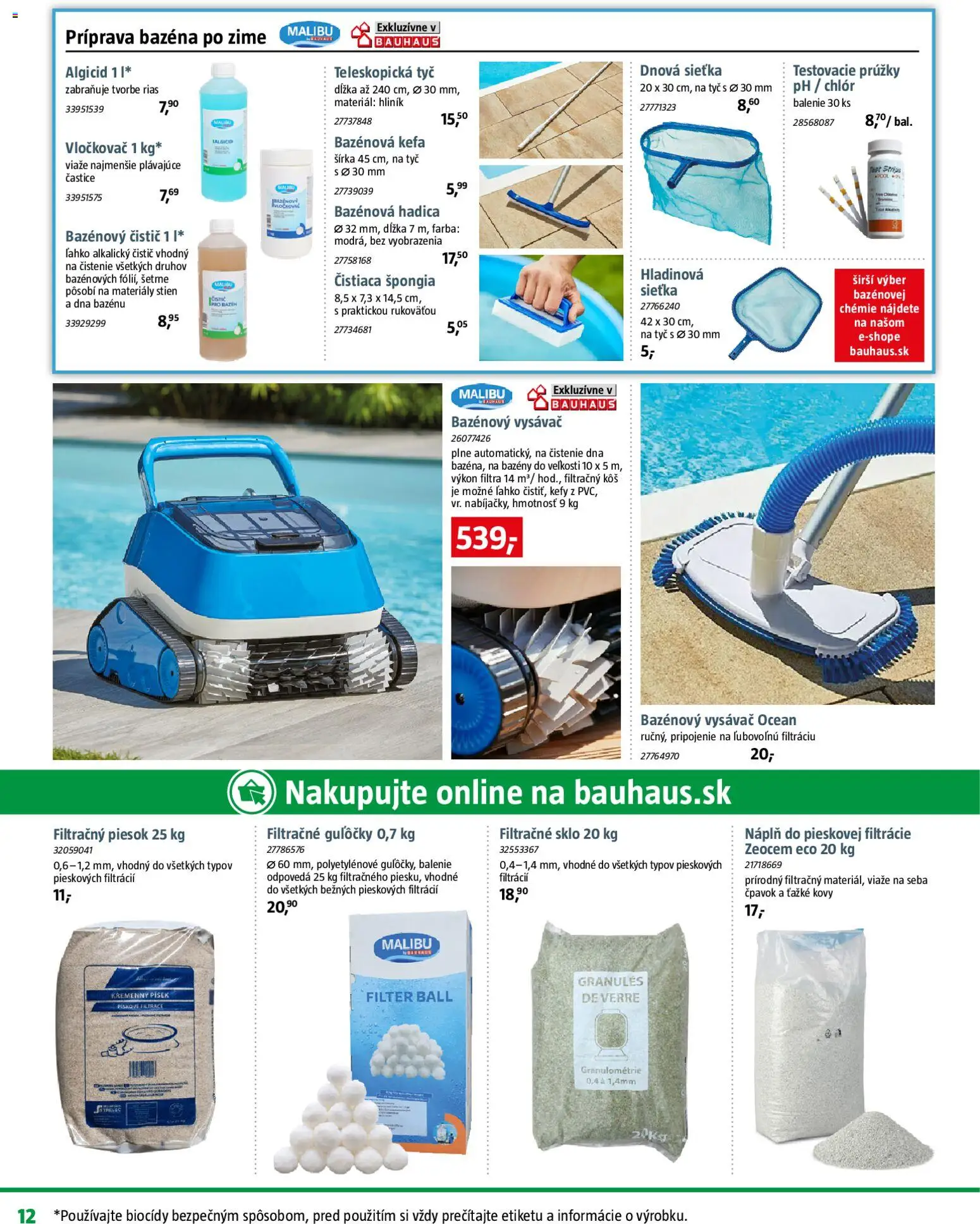 Nové Bauhaus akcie – leták je platný od 20.04.2026 | Strana: 12 | Produkty: Bazénový vysávač, Bazény, Vysávač, Malibu