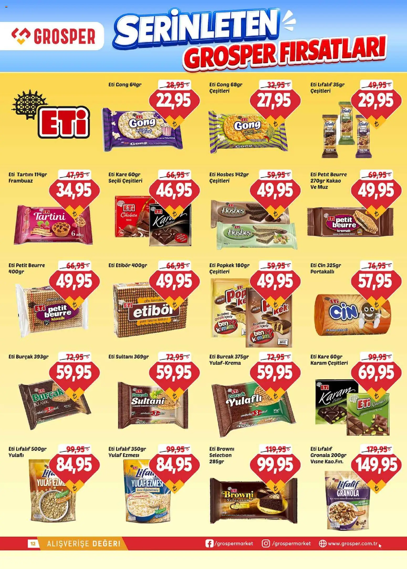 Grosper Katalog - 01 Temmuz 2026 tarihinden itibaren geçerlidir | Sayfa: 12 | Ürünler: Çikolata, Muz, Cin, Yulaf