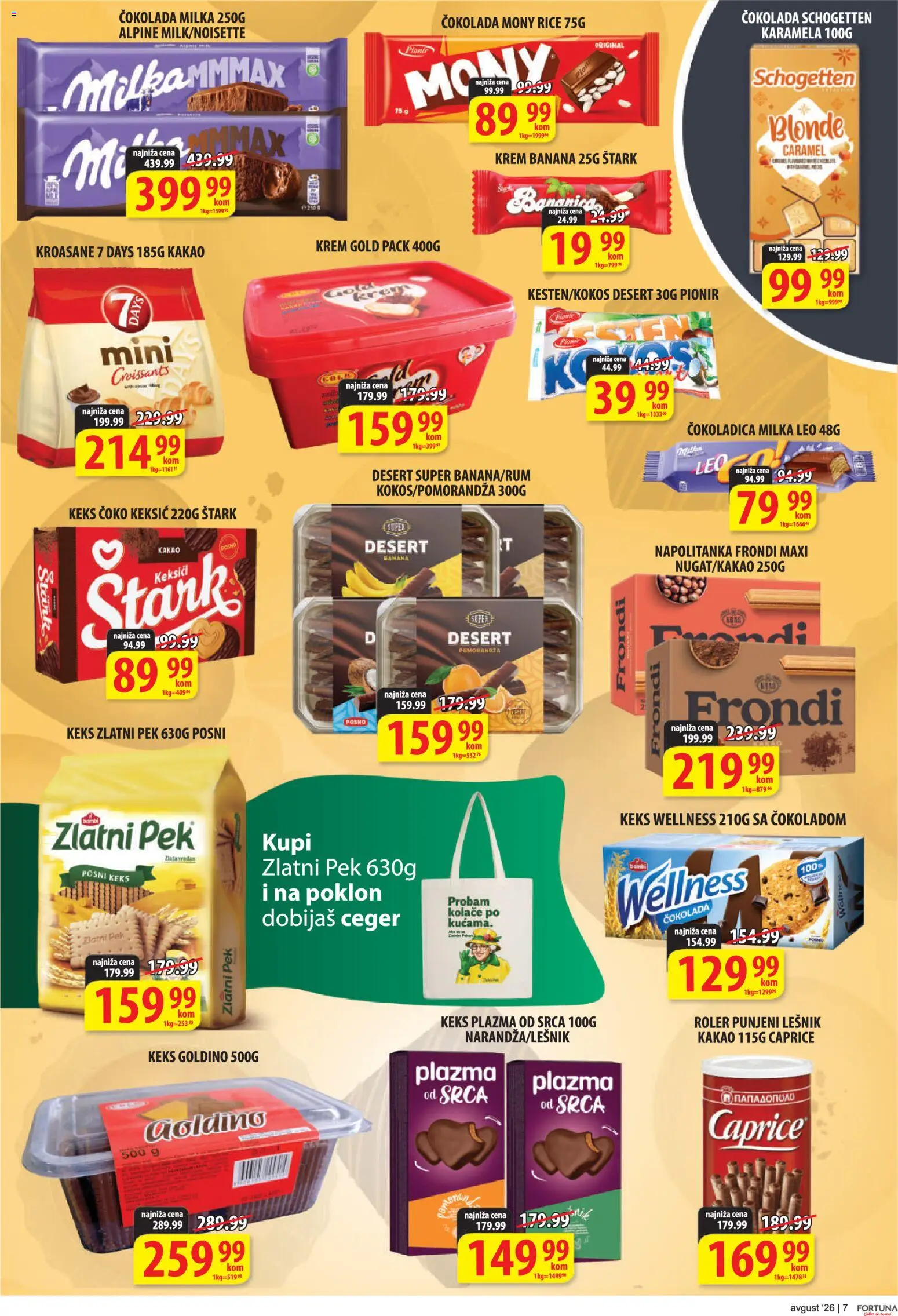 Fortuna Market katalog - važi od 10.08.2026 | Strana: 7 | Proizvode: Desert, Keks, Plazma, Krem