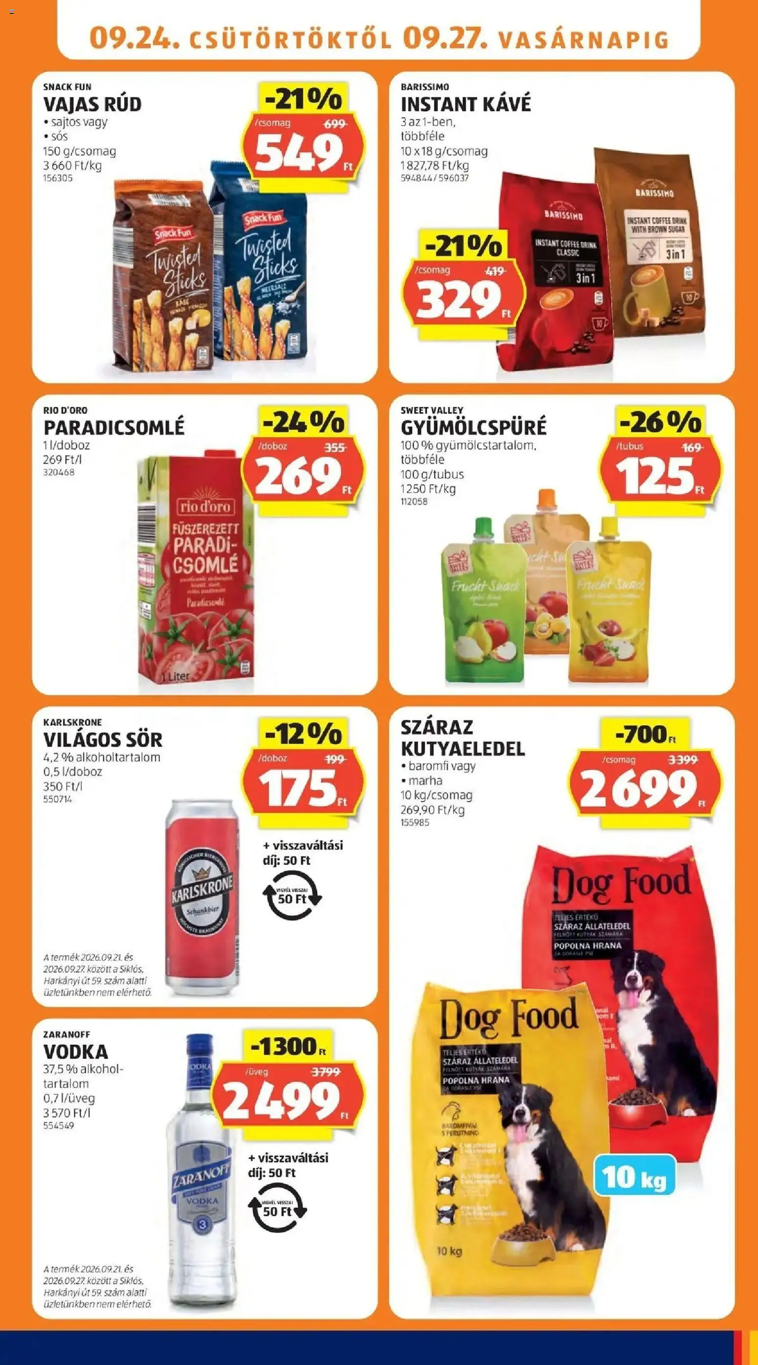 Aldi aktuális akciós újság - 2026.09.19. -tól/töl > akció, lapozható szórólap 🛍️ | Oldal: 11 | Termékek: Alkohol, Kutyaeledel, Sör, Instant kávé