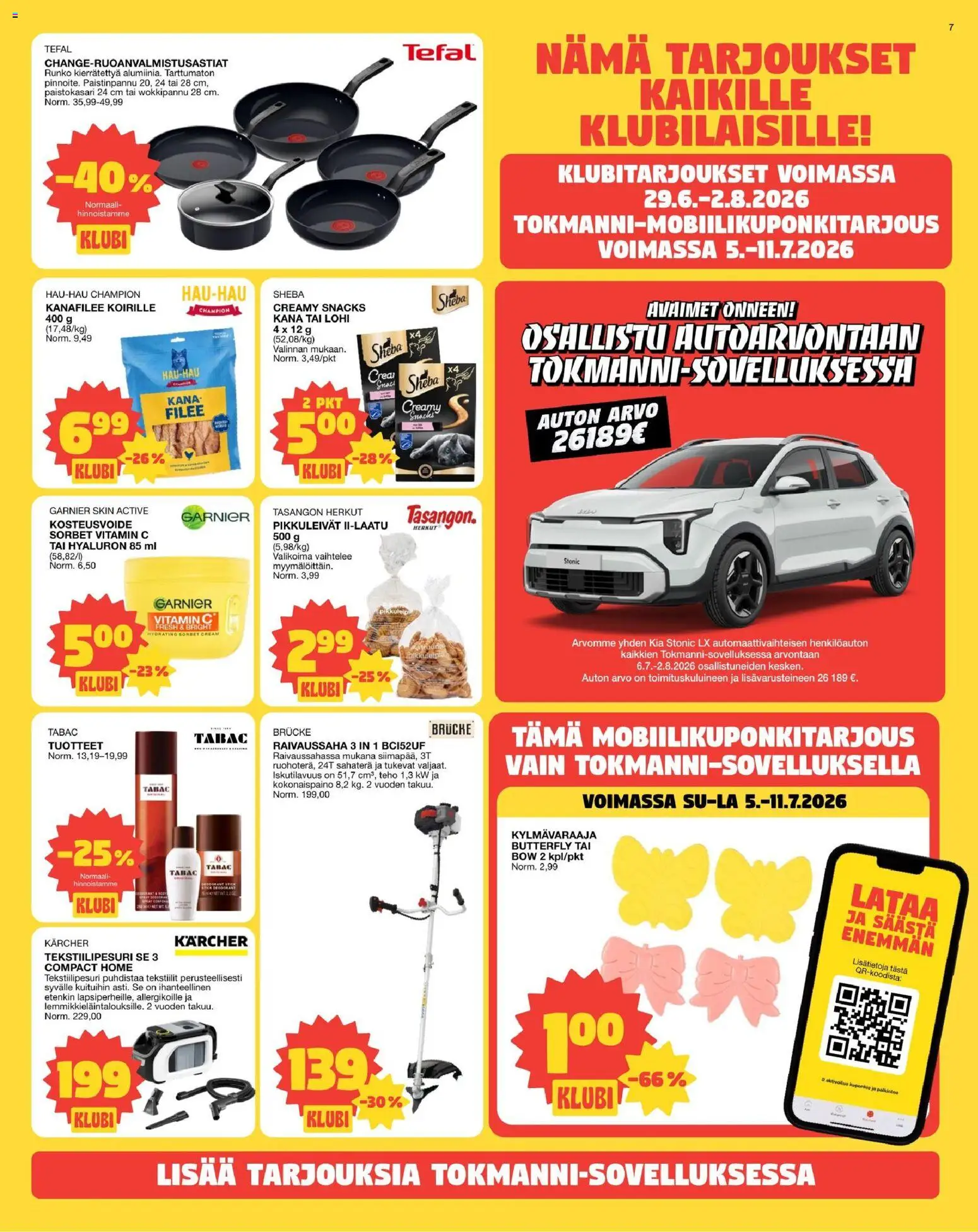 Tokmanni tarjoukset – voimassa 06/07/2026 alkaen | Sivu: 7 | Tuotteet: Raivaussaha, Kana, Paistinpannu, Pikkuleivät