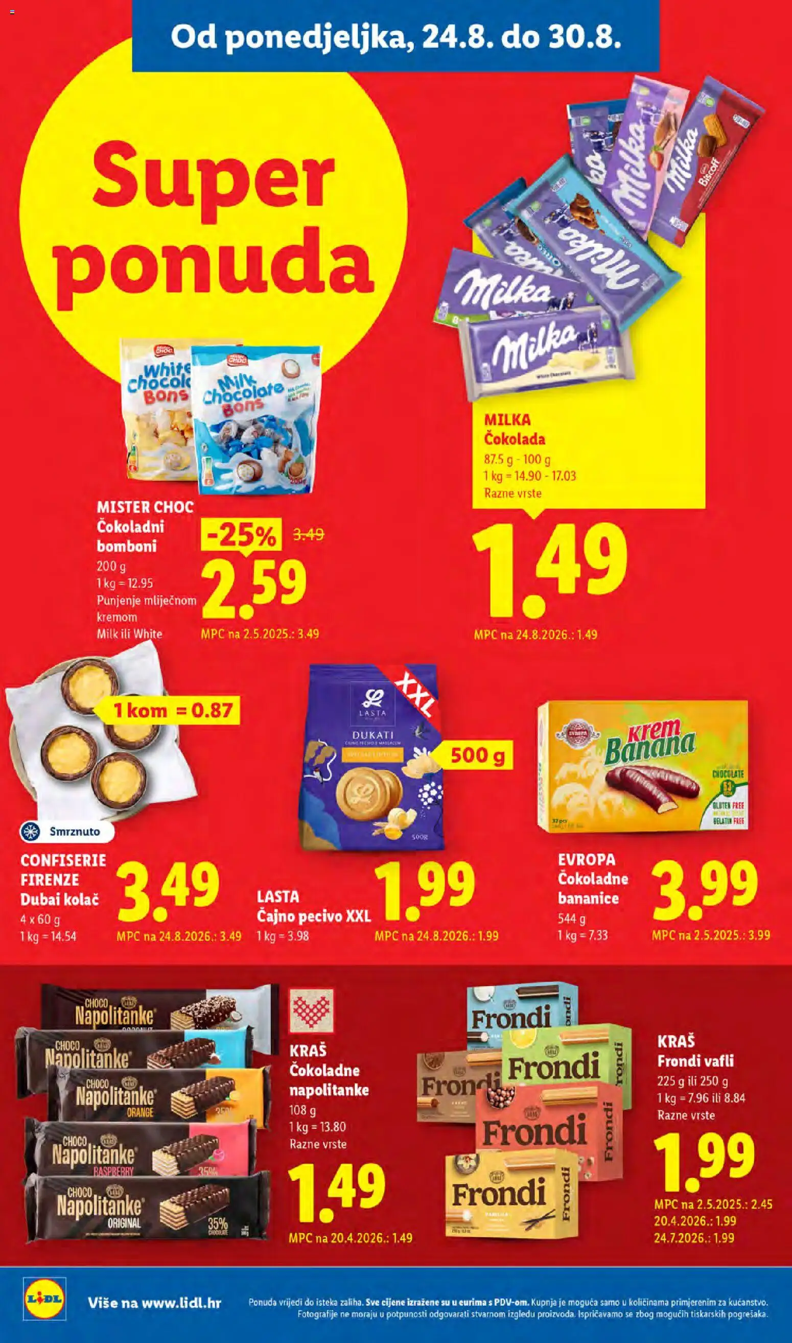 Lidl katalog | vrijedi od 24.08.2026 | Stranica: 8 | Proizvodi: Bomboni, Čajno pecivo, Kolac, Pecivo