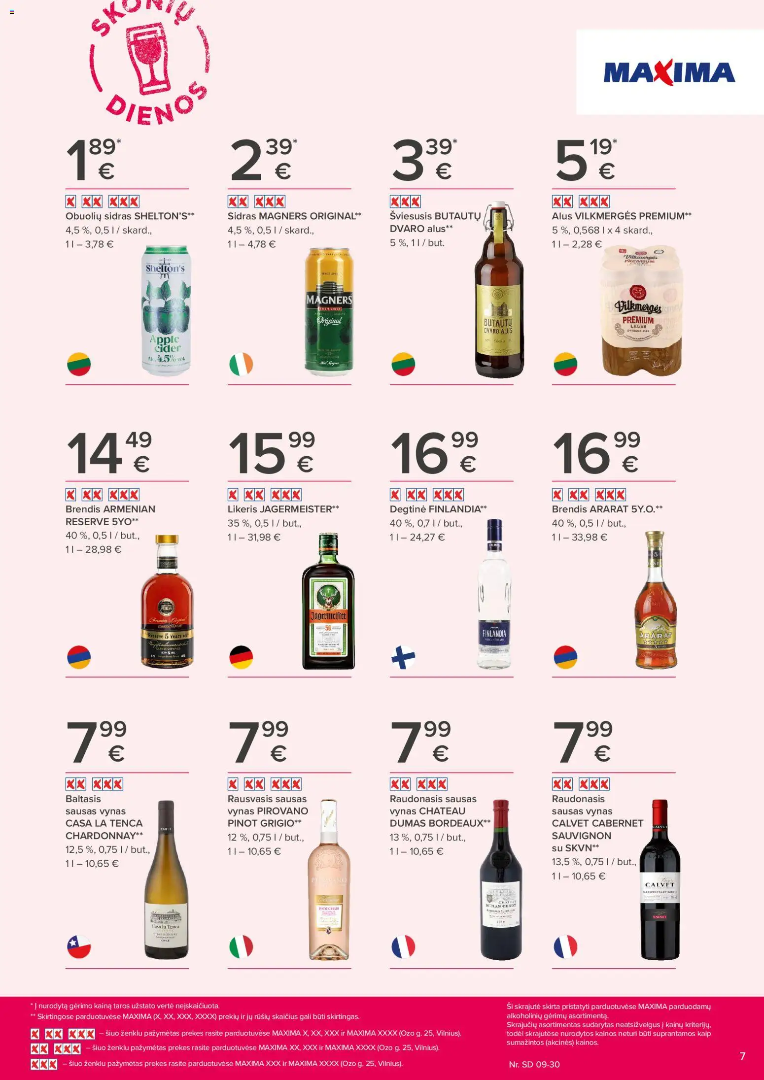 MAXIMA akcijos nuo 2026.09.17 | Puslapis: 7 | Prekių: Degtinė, Jägermeister, Vynas, Alus