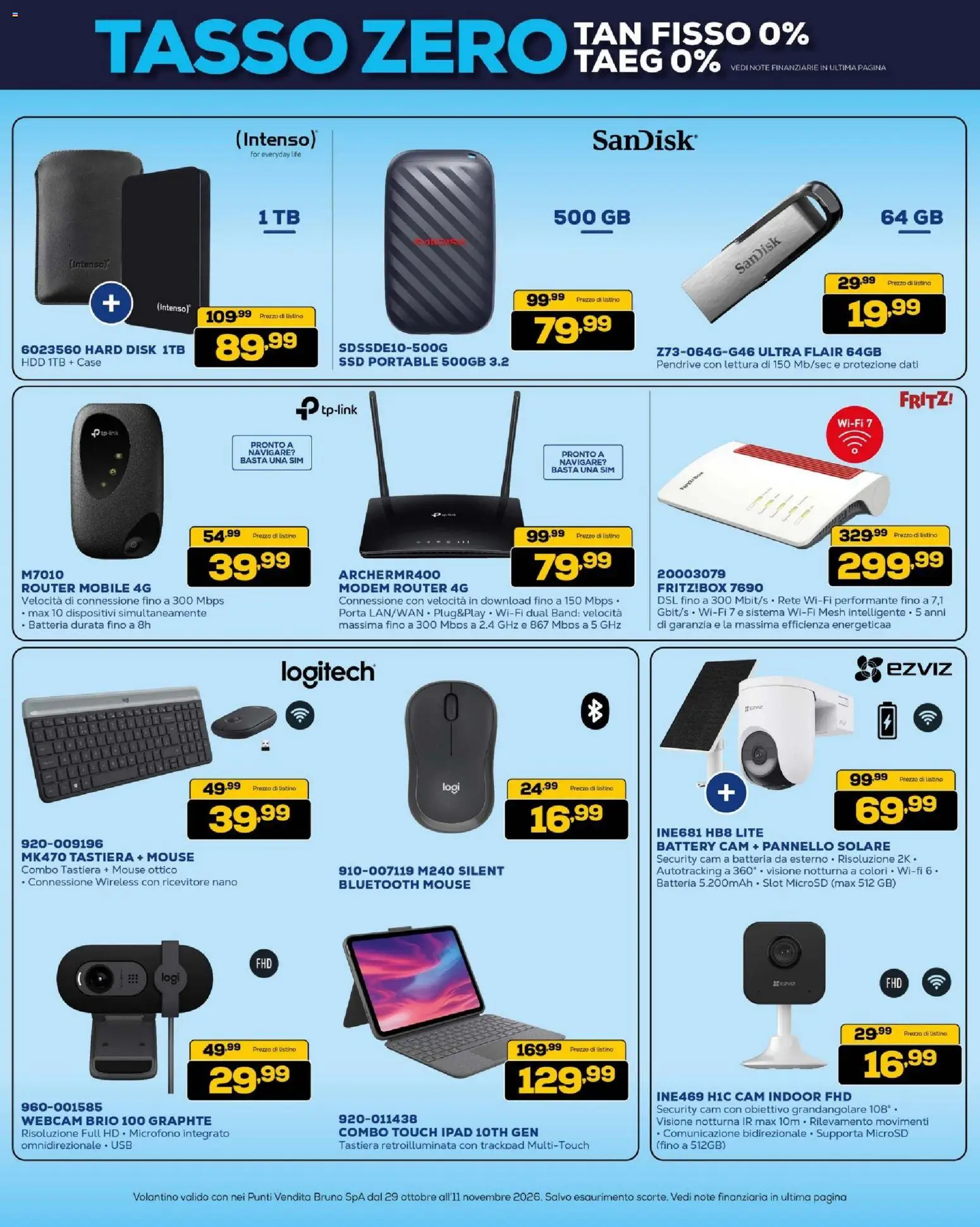 Volantino BRUNO del 29/10/2026 | Pagina: 21 | Prodotti: Router, Mouse, Tastiera, Batteria
