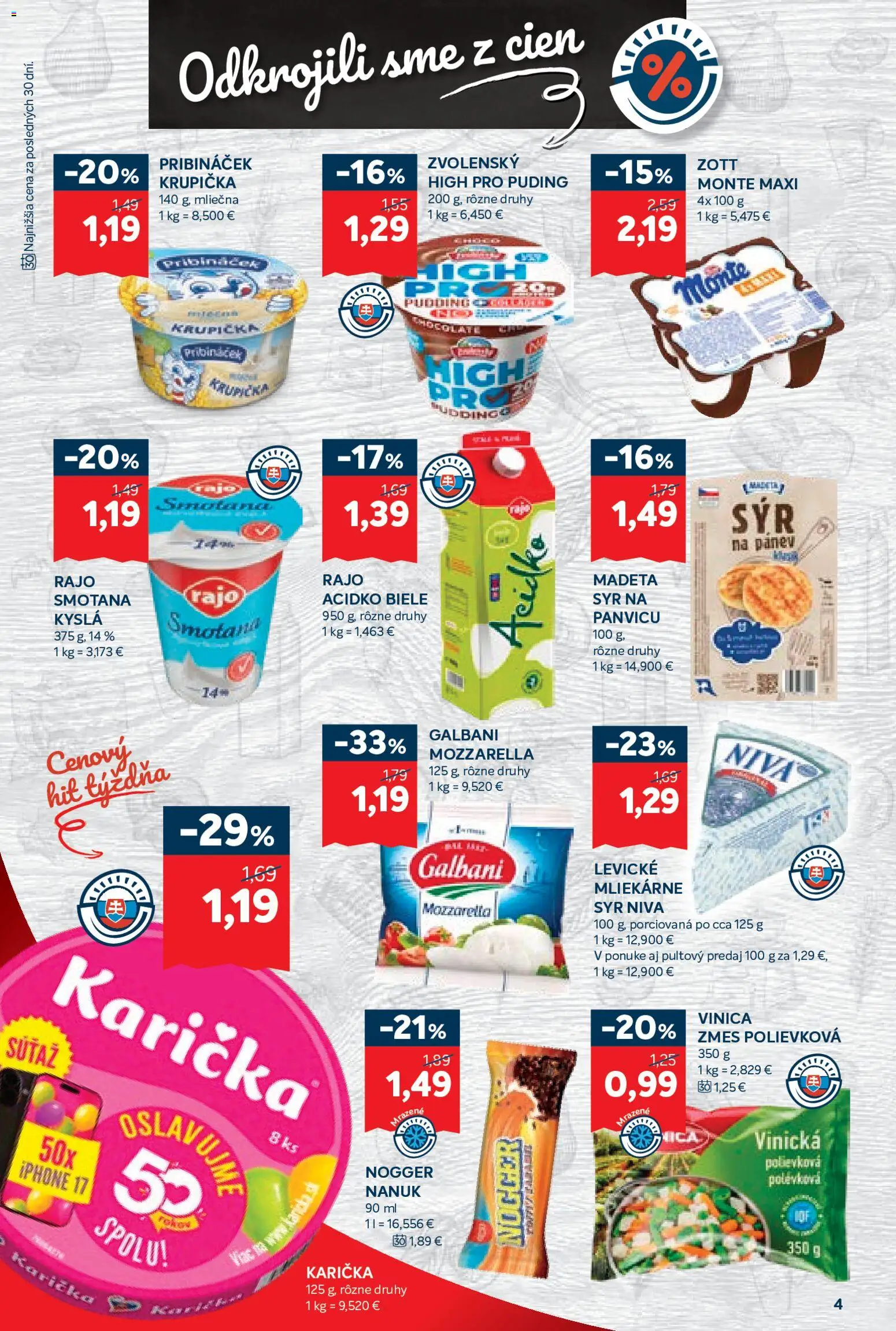 Nové Kraj akcie – leták je platný od 02.07.2026 | Strana: 6 | Produkty: Syr, Mozzarella, Nanuk, Acidko