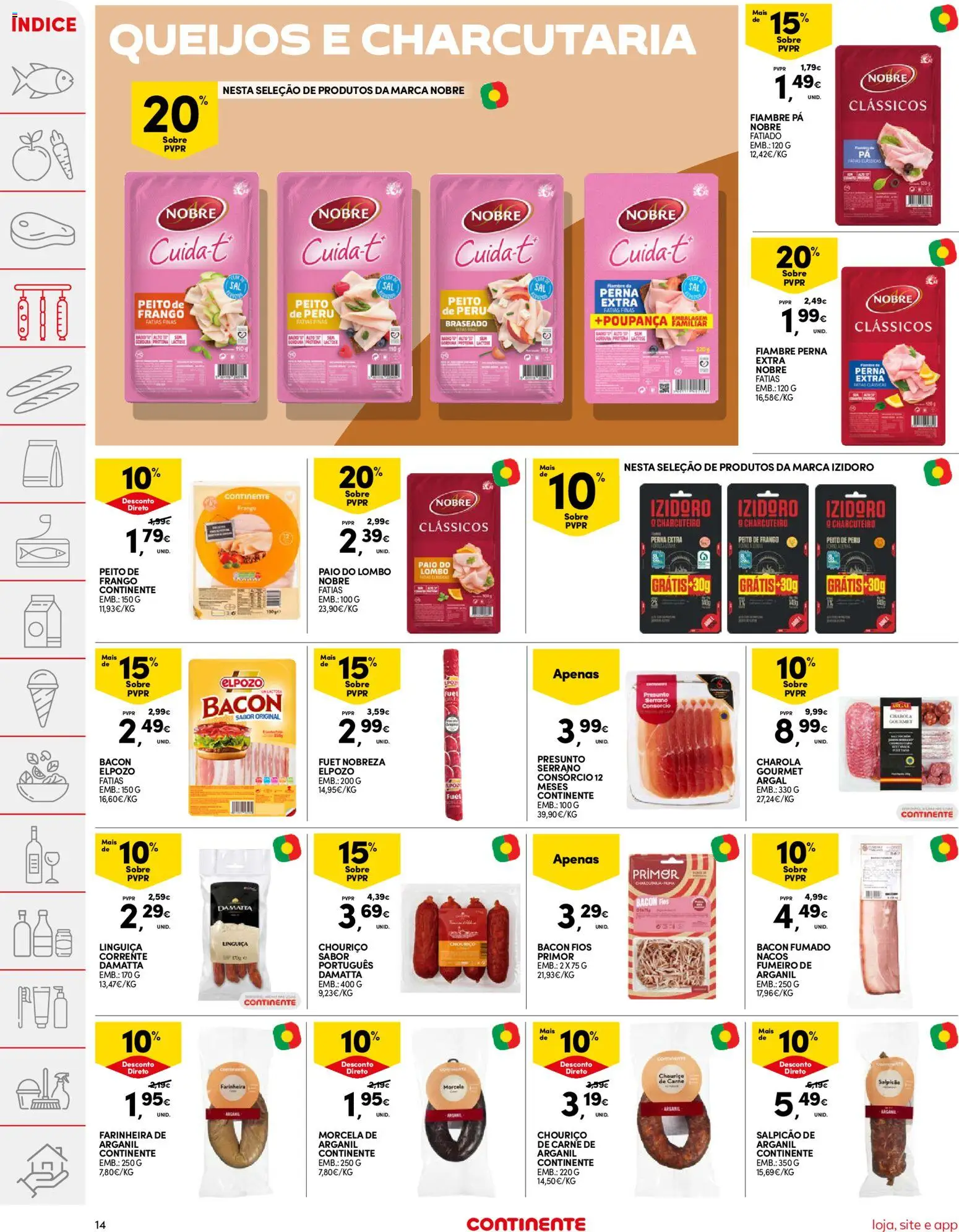 Continente folheto │ válido de 20/10/2026 | Página: 14 | Produtos: Bacon, Primer, Sal, Presunto