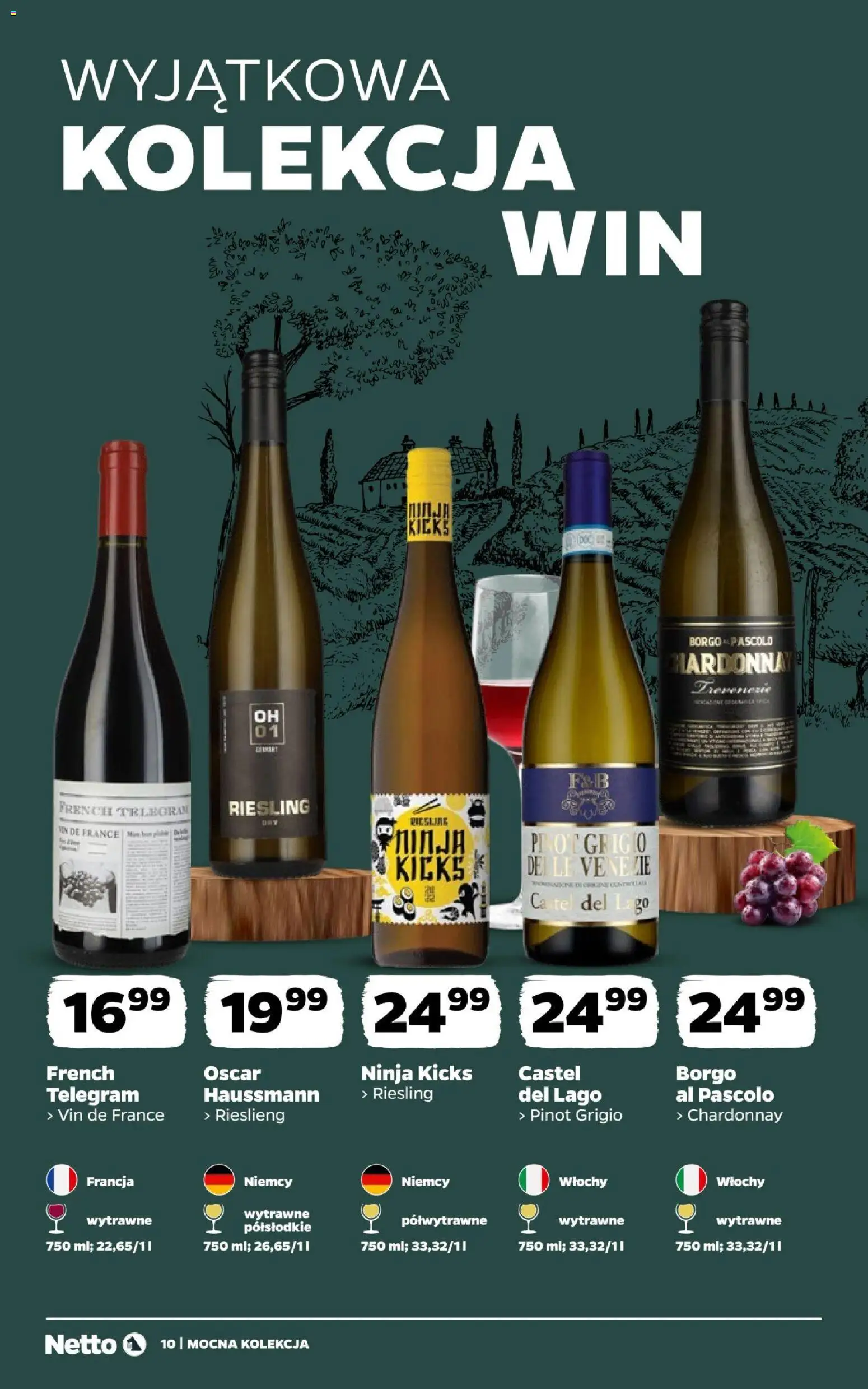 Netto gazetka - Wina od 31.08.2026 | Strona: 10 | Produkty: Riesling, Chardonnay, Pinot Grigio