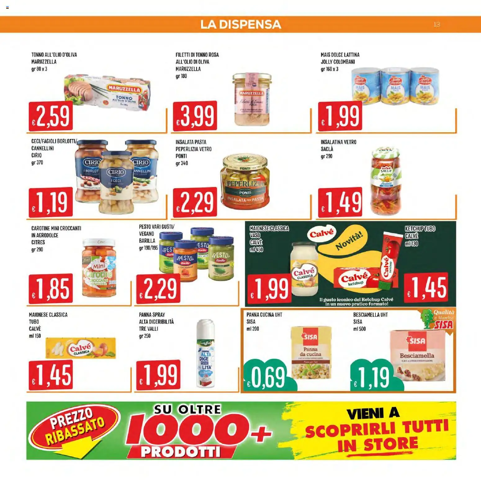 Volantino SISA del 01/10/2026 | Pagina: 13 | Prodotti: Ketchup, Cannellini, Pasta, Besciamella