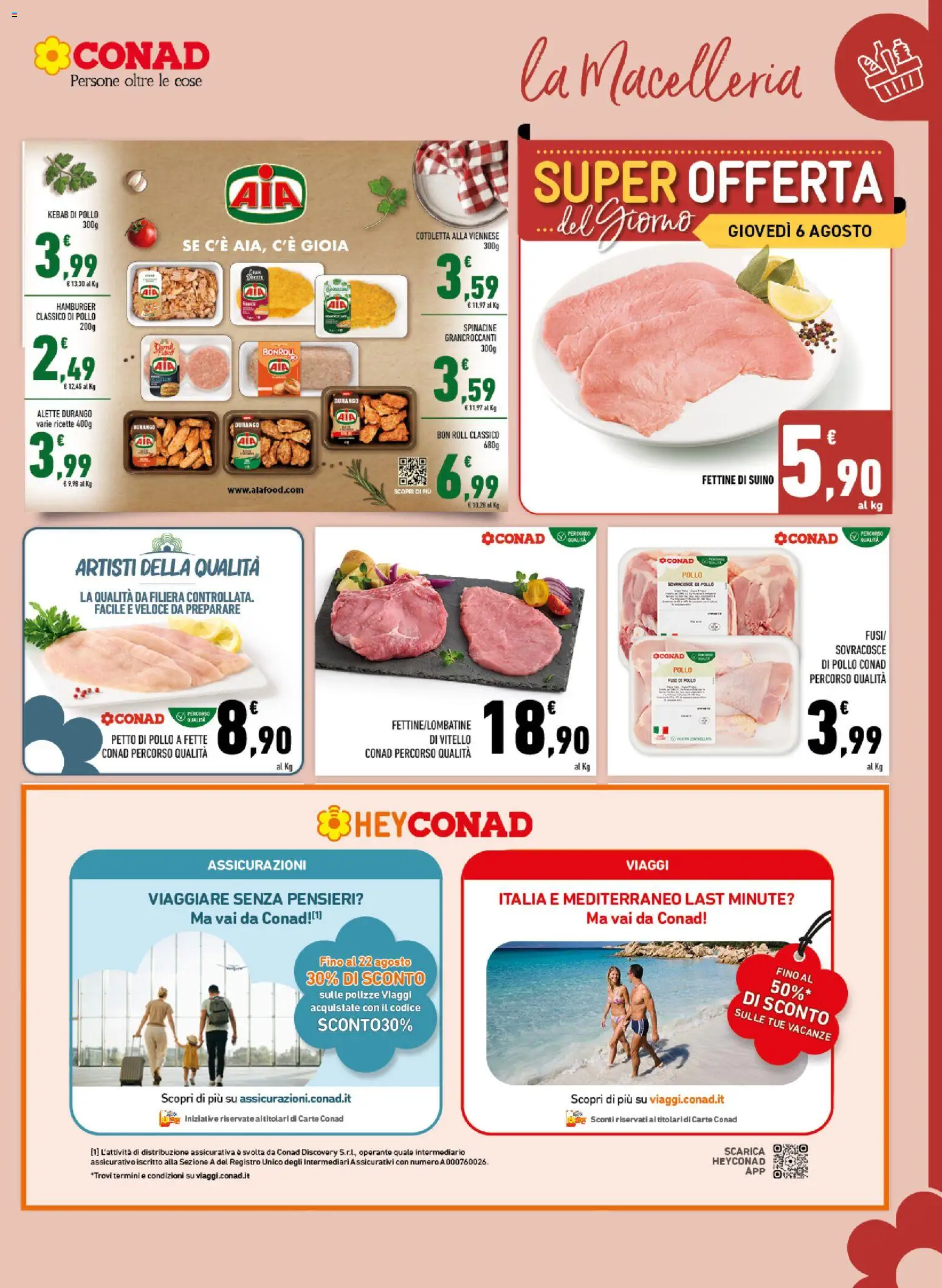 Volantino Conad del 29/07/2026 | Pagina: 3 | Prodotti: Petto di Pollo, Suino, Vitello, Hamburger