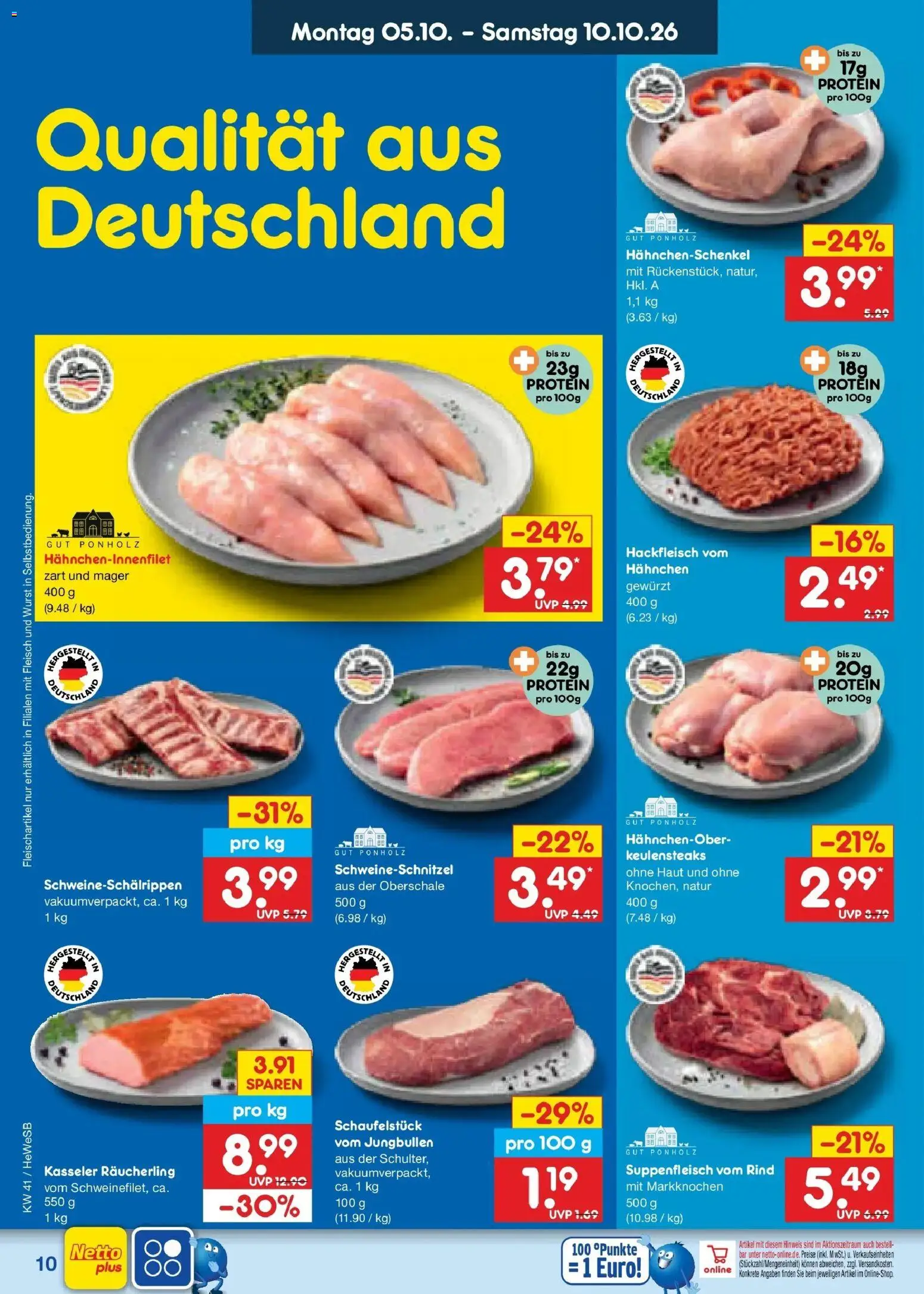 Netto Marken-Discount Prospekt Hamburg (ab 05.10.2026) » Angebote | Seite: 10 | Produkte: Hahnchen, Hahnchenschenkel, Suppenfleisch, Hackfleisch