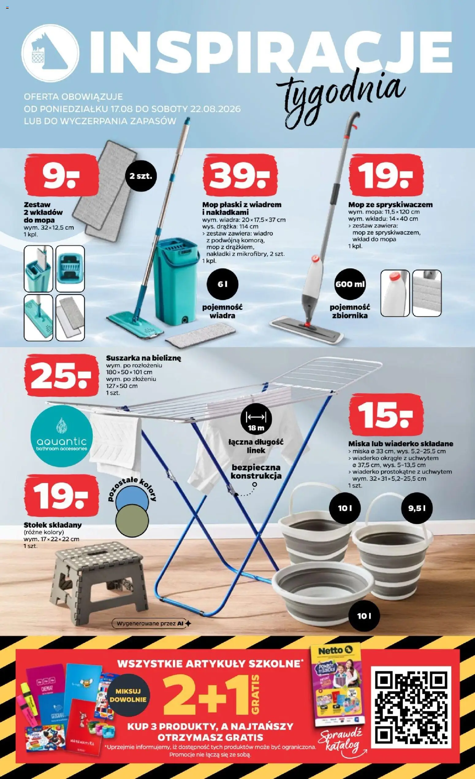 Netto gazetka od poniedziałku NonFood od 17.08.2026 | Strona: 2 | Produkty: Suszarka, Mop