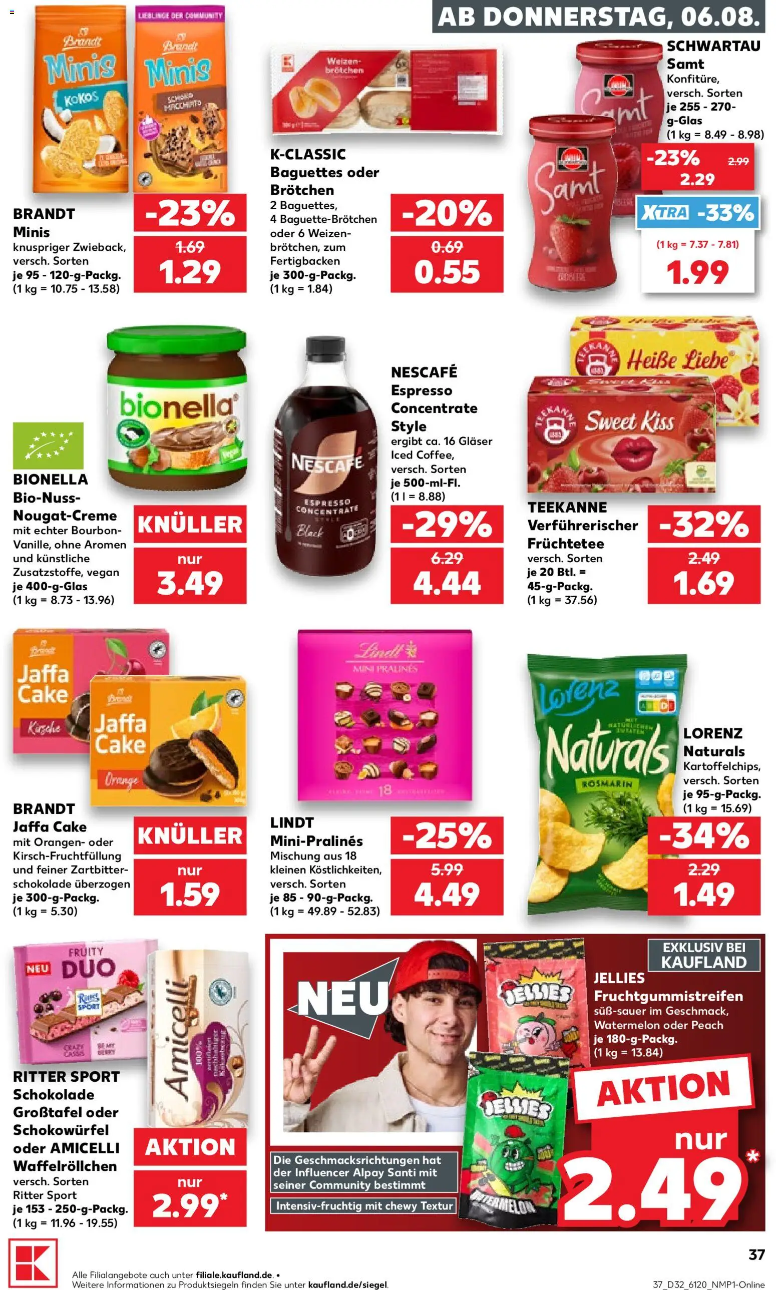 Kaufland Prospekt Bremen – gültig ab 06.08.2026 | Seite: 37 | Produkte: Schokolade, Teekanne, Lindt, Bourbon