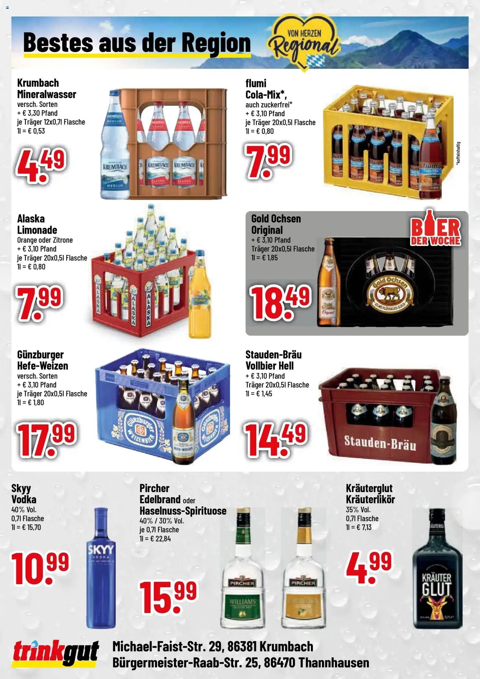 Trinkgut Prospekt Thannhausen (ab 12.10.2026) » Angebote online | Seite: 4 | Produkte: Limonade, Mineralwasser, Zitrone, Vodka
