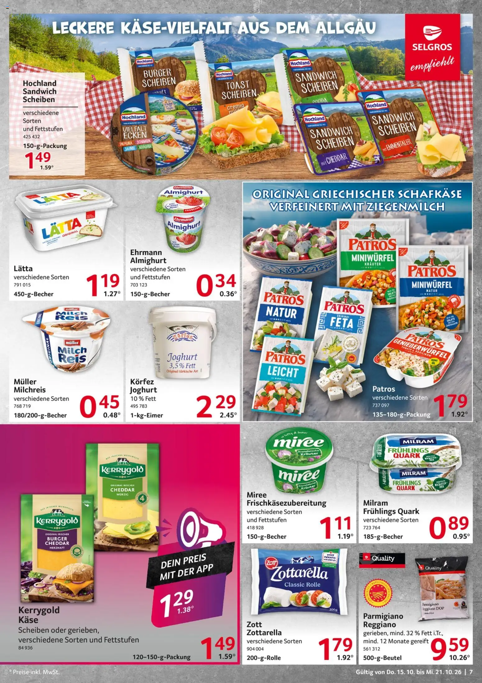 Selgros Prospekt – gültig ab 15.10.2026 | Seite: 7 | Produkte: Feta, Milch, Lätta, Schinken