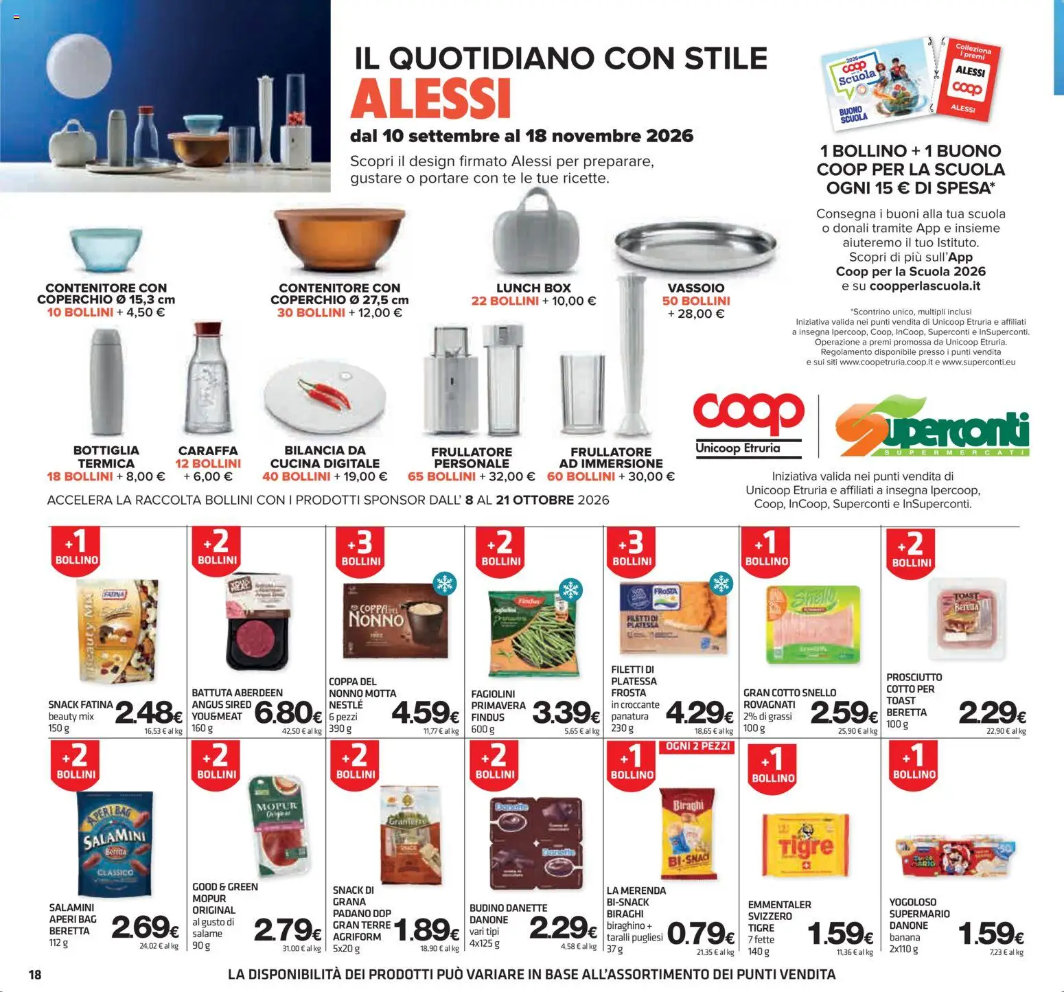 Volantino Superconti del 08/10/2026 | Pagina: 18 | Prodotti: Salame, Tè, Farina, Taralli