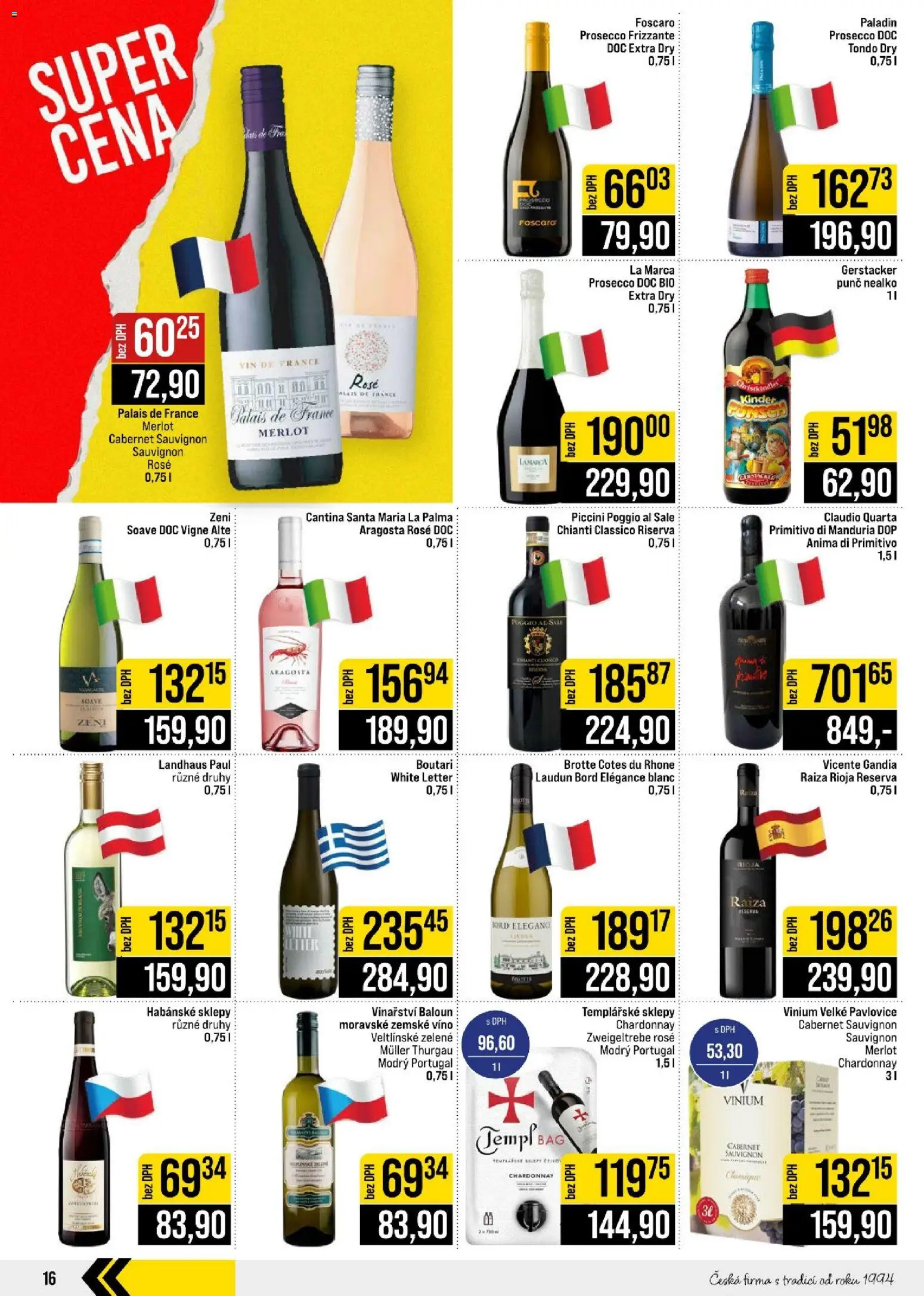 Jip leták - Cash & Carry od 30.09.2026 | Strana: 16 | Produkty: Frizzante, Primitivo Di Manduria, Merlot, Prosecco Frizzante