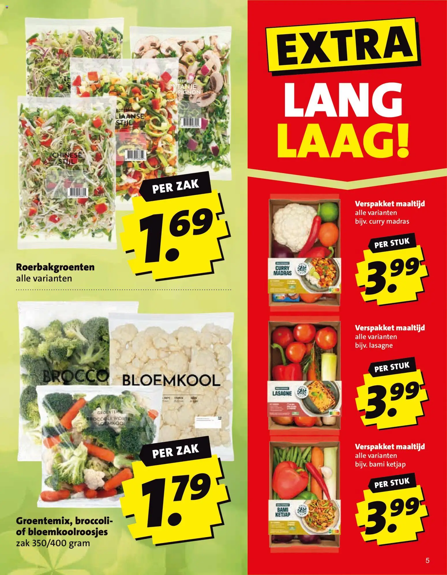 {H1} | Pagina: 5 | Producten: Bloemkool, Broccoli, Lasagne, Zak