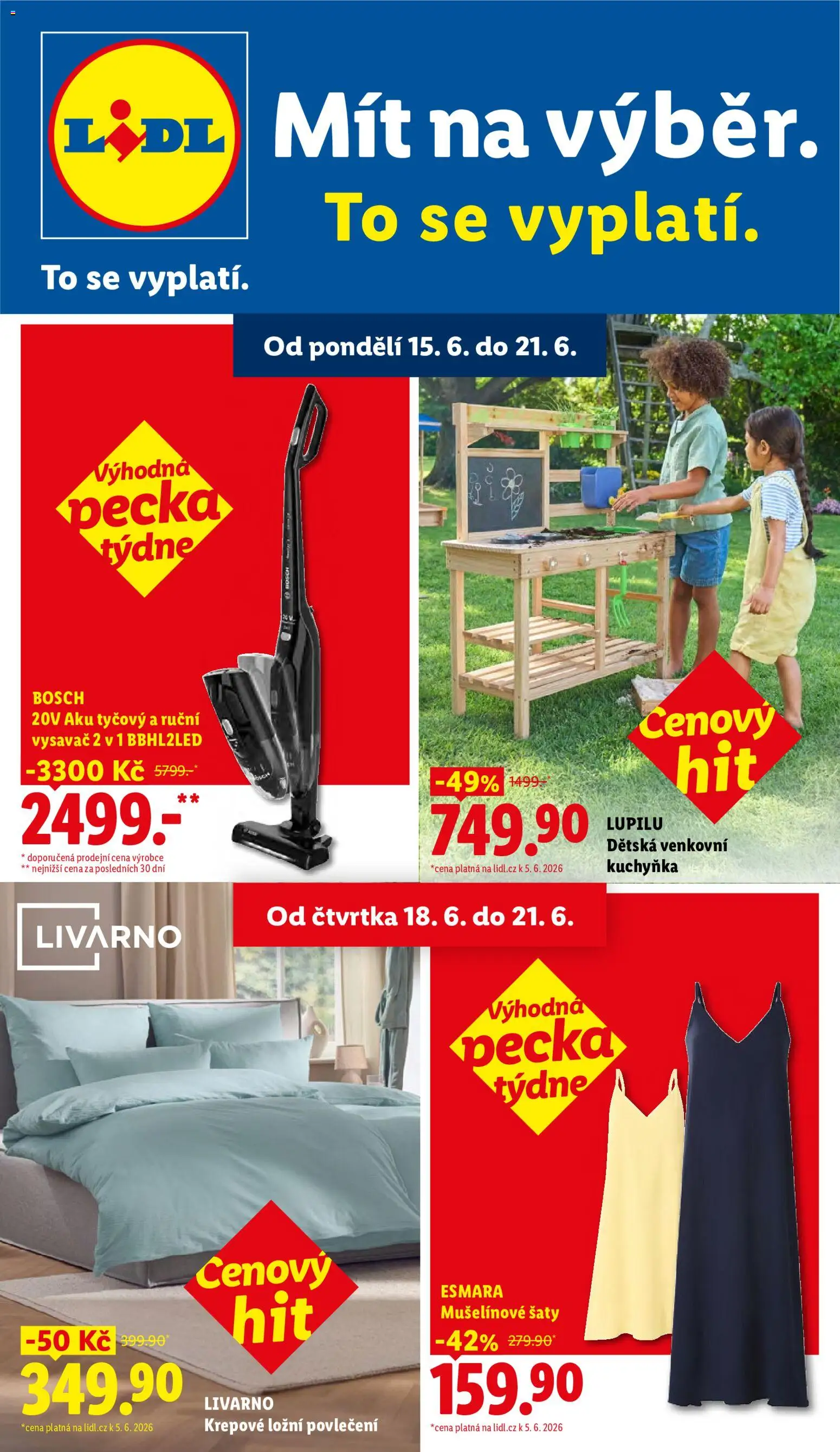 Lidl leták - Spotřební zboží od 15.06.2026 | Strana: 1 | Produkty: Ruční vysavač, Povlečení, Ložní povlečení, Vysavač