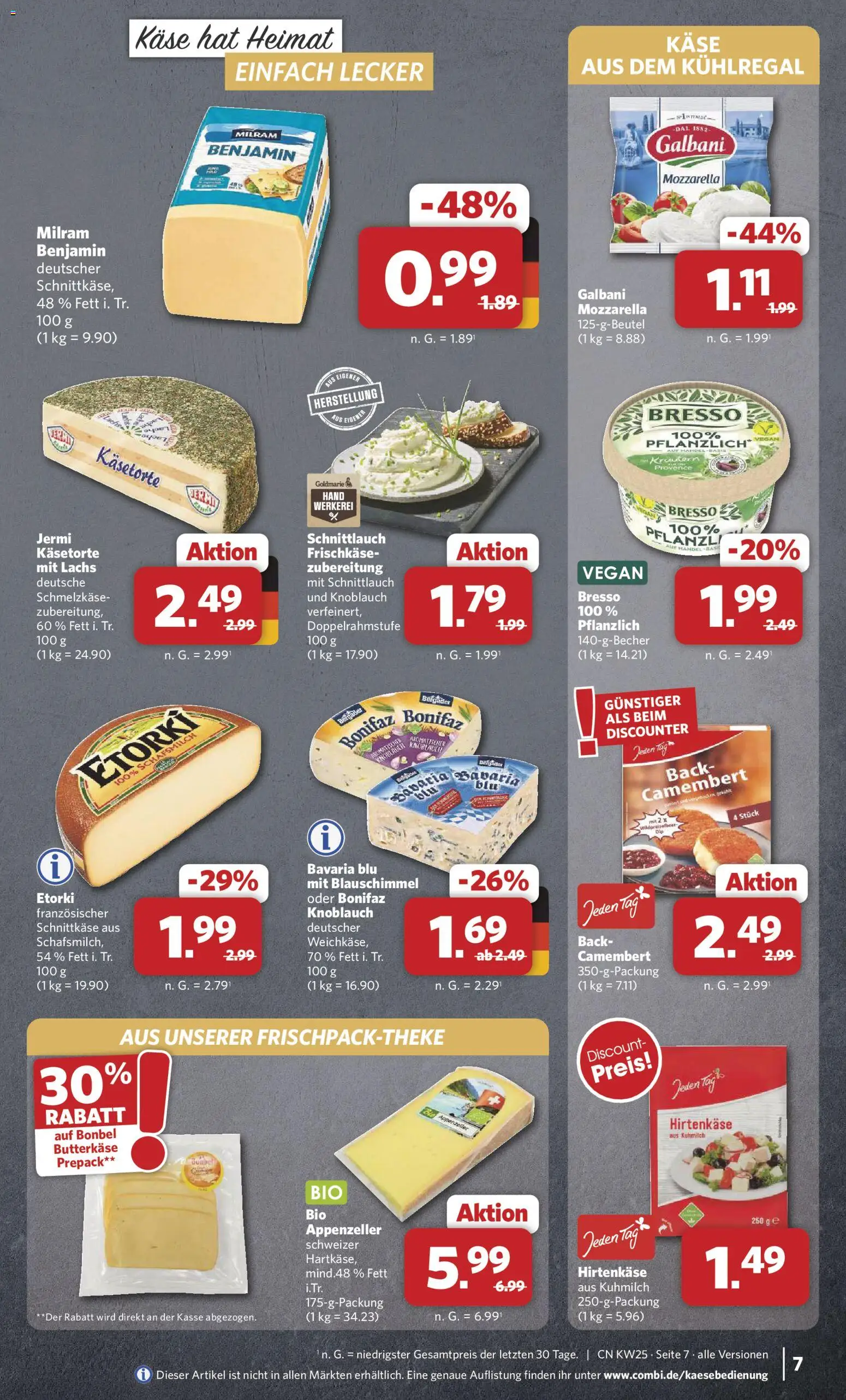 Combi Prospekt – gültig ab 15.06.2026 | Seite: 7 | Produkte: Mozzarella, Lachs, Knoblauch, Frischkase