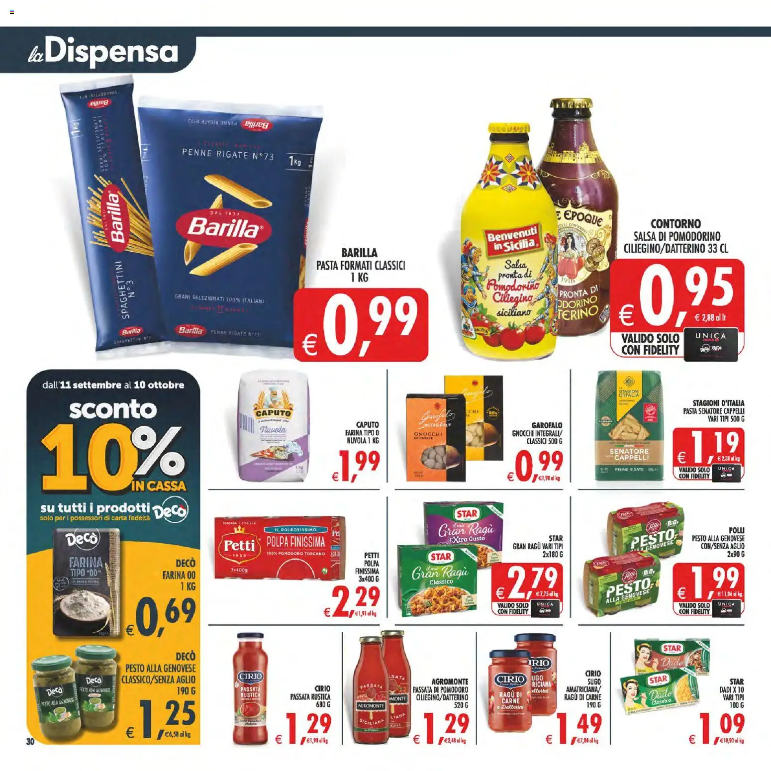 Volantino Decò del 11/09/2026 | Pagina: 33 | Prodotti: Aglio, Pesto, Passata di pomodoro, Sugo