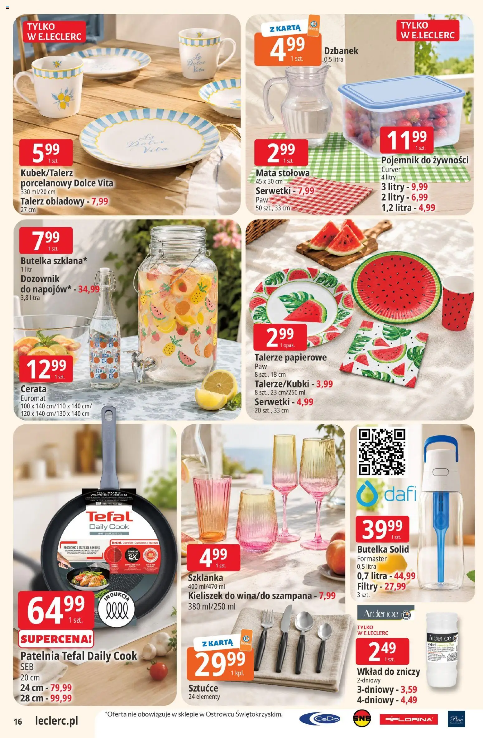 E.Leclerc gazetka - Zamość od 02.06.2026 | Strona: 16 | Produkty: Karta, Dzbanek, Talerze, Tefal