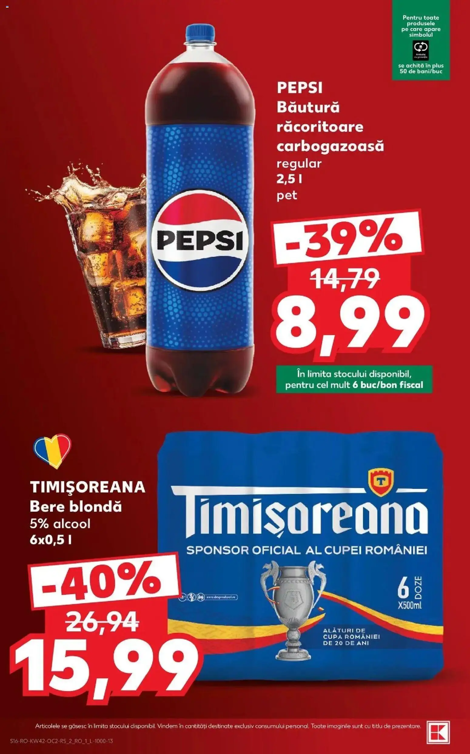 Kaufland Viseu de Sus 14.10.2026 - Revista si Oferta | Pagină: 16 | Produse: Bautura racoritoare, Pepsi, Bere, Plus