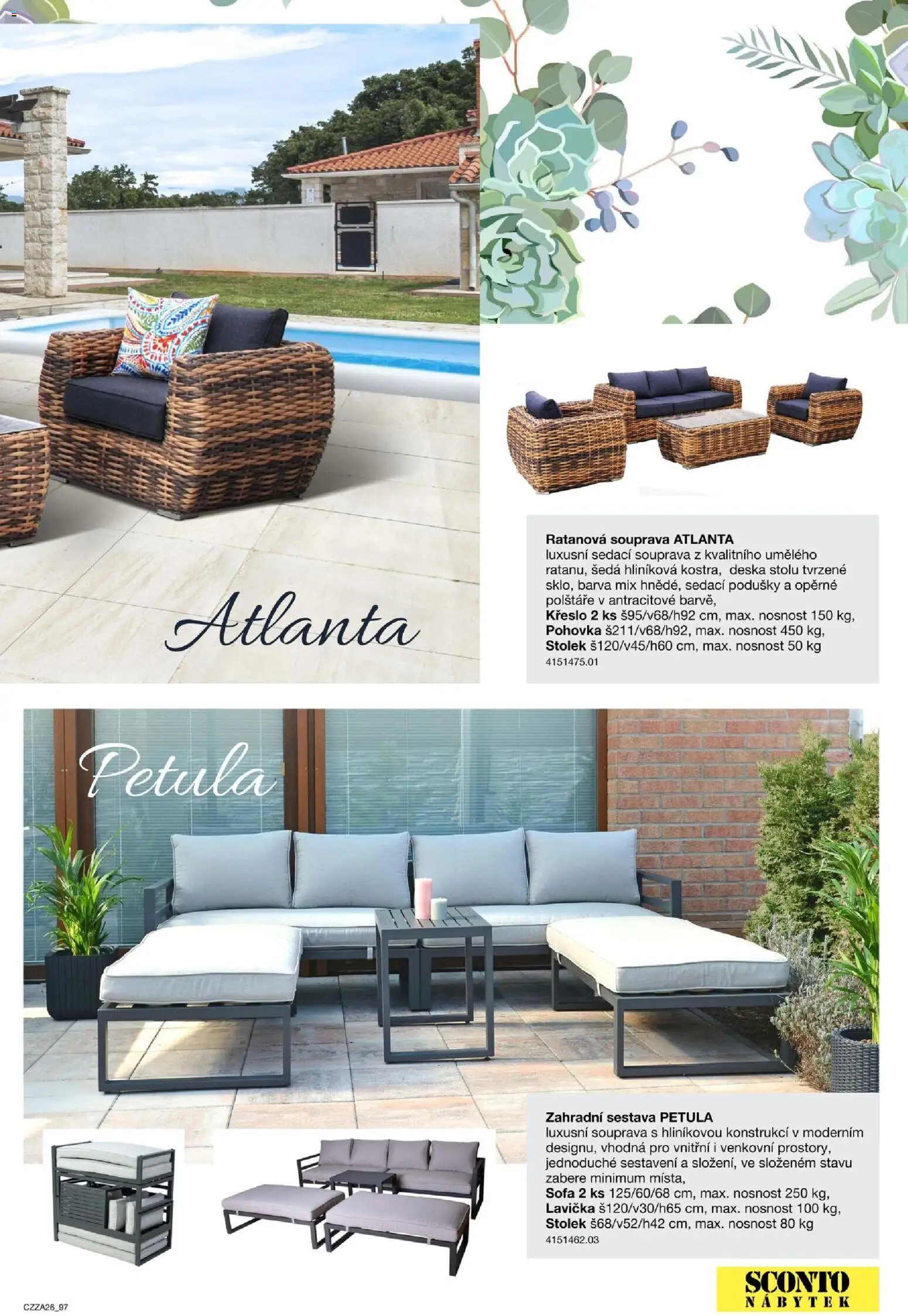 Sconto nábytek katalog - Zahradní speciál od 01.01.2026 | Strana: 97 | Produkty: Sedací souprava, Pohovka, Křeslo, Stolek