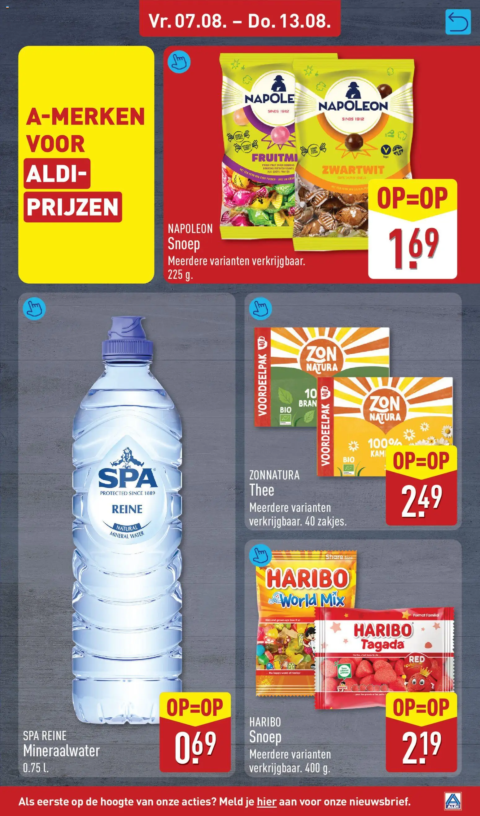 {H1} | Pagina: 7 | Producten: Snoep, Vis, Thee, Mineraalwater
