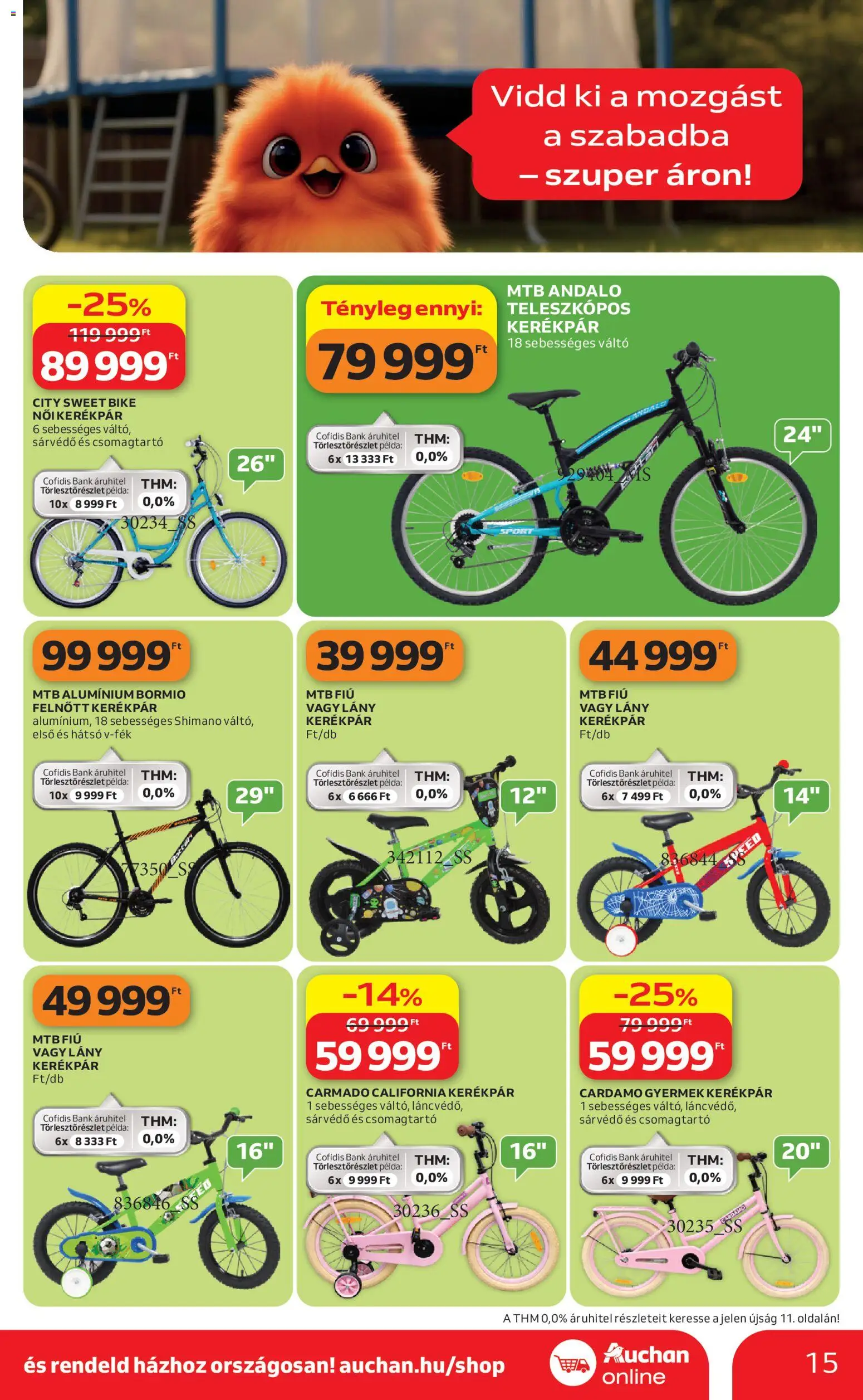 Auchan akciós ujság - amely érvényes a következő dátumtól: 16.04.2026 | Oldal: 15 | Termékek: Kerékpár