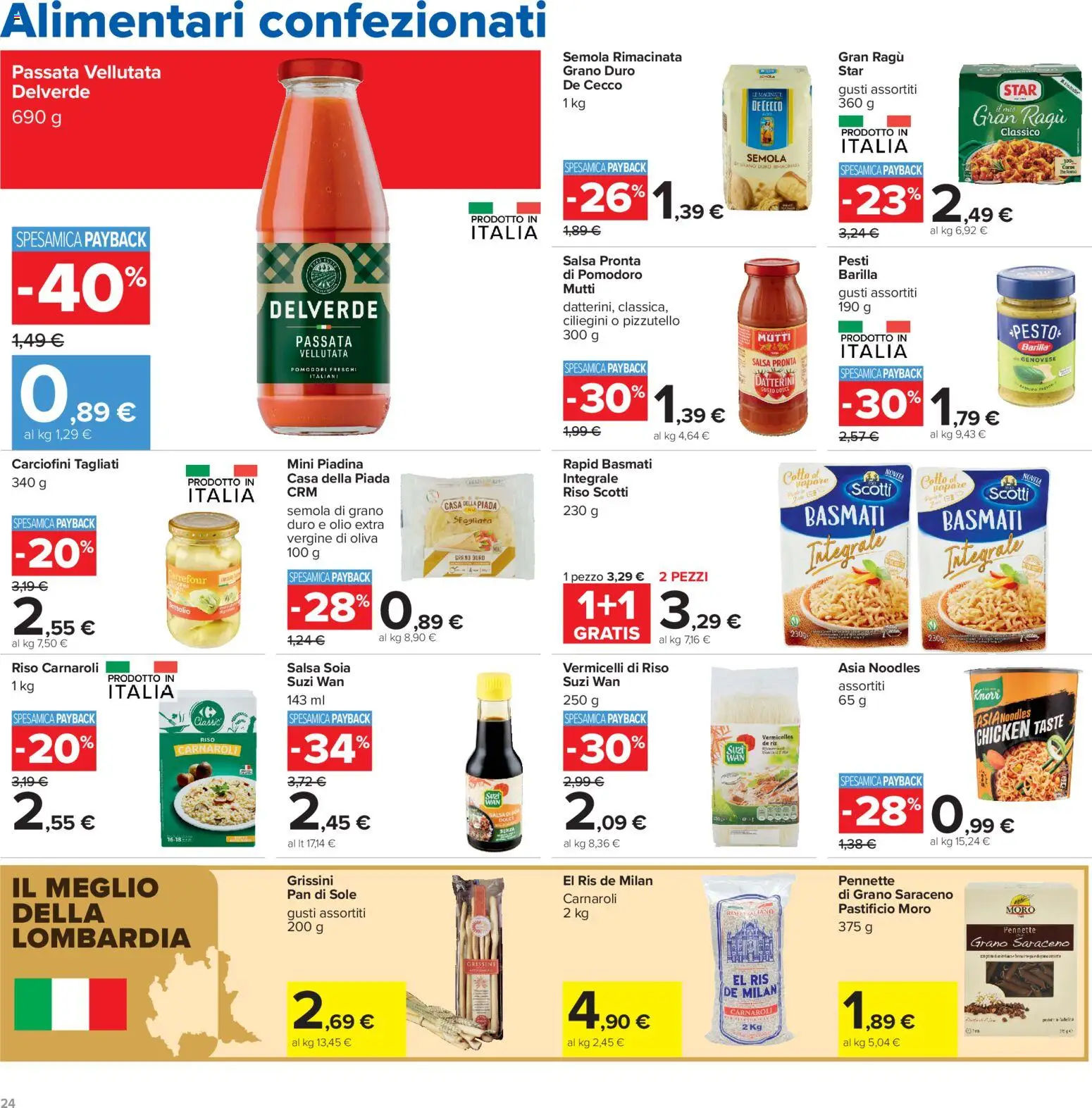 Volantino Carrefour del 15/09/2026 | Pagina: 24 | Prodotti: De Cecco, Pomodori, Pesto, Pennette