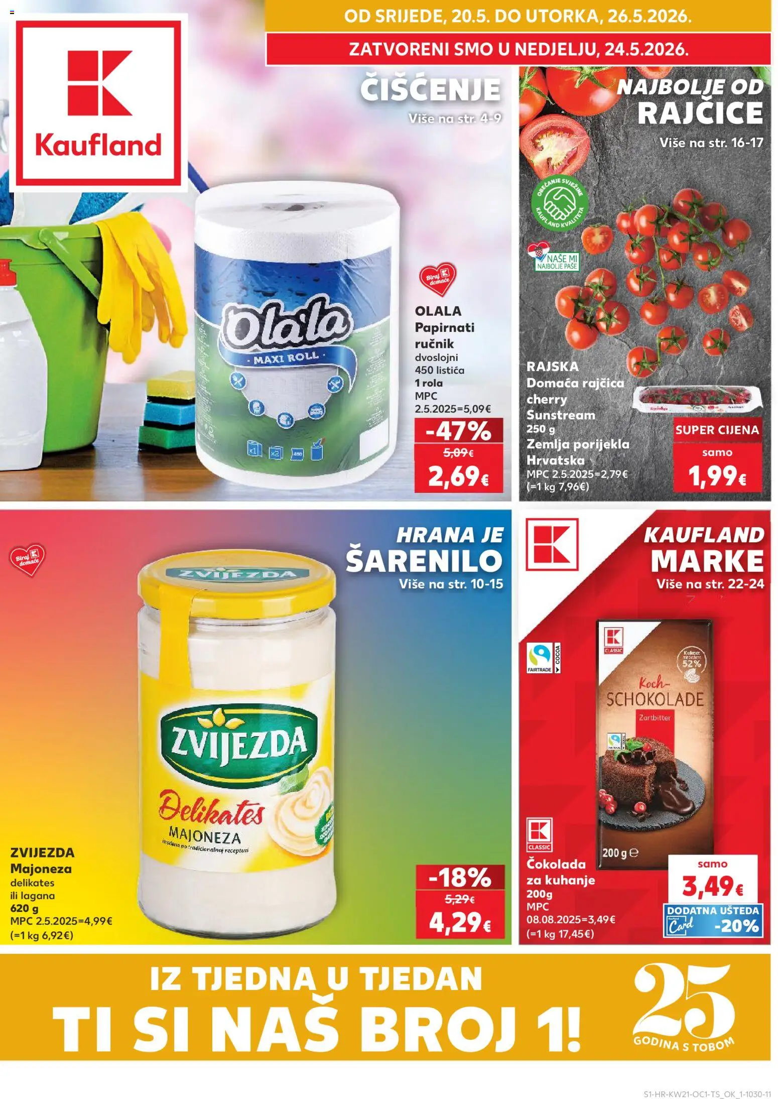 Kaufland katalog | vrijedi od 20.05.2026 | Stranica: 1 | Proizvodi: Čokolada, Rajčice, Ručnik, Rajčica