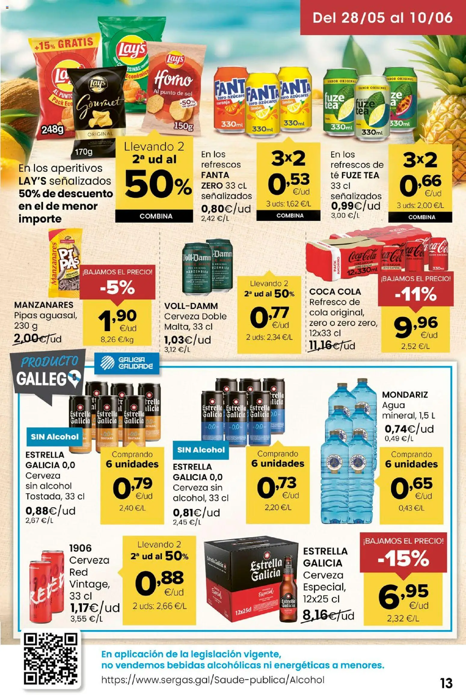 Eroski Miramos por ti! │ válido desde el 28.05.2026 | Página: 13 | Productos: Cerveza sin alcohol, Cerveza, Té, Horno