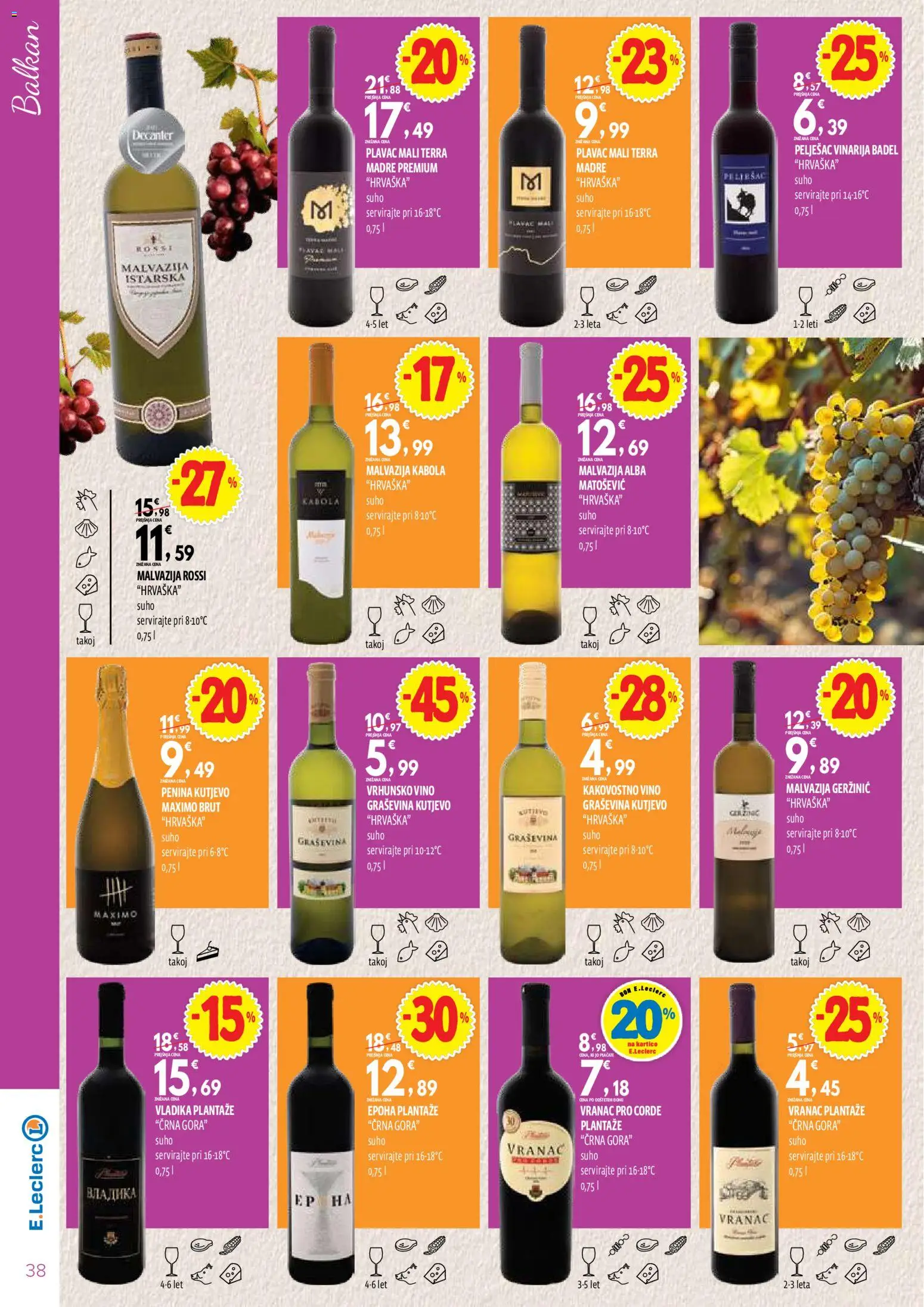 Novi E.leclerc katalog ponudbe – veljaven od 13.10.2026 | Stran: 38 | Izdelki: Penina, Vino