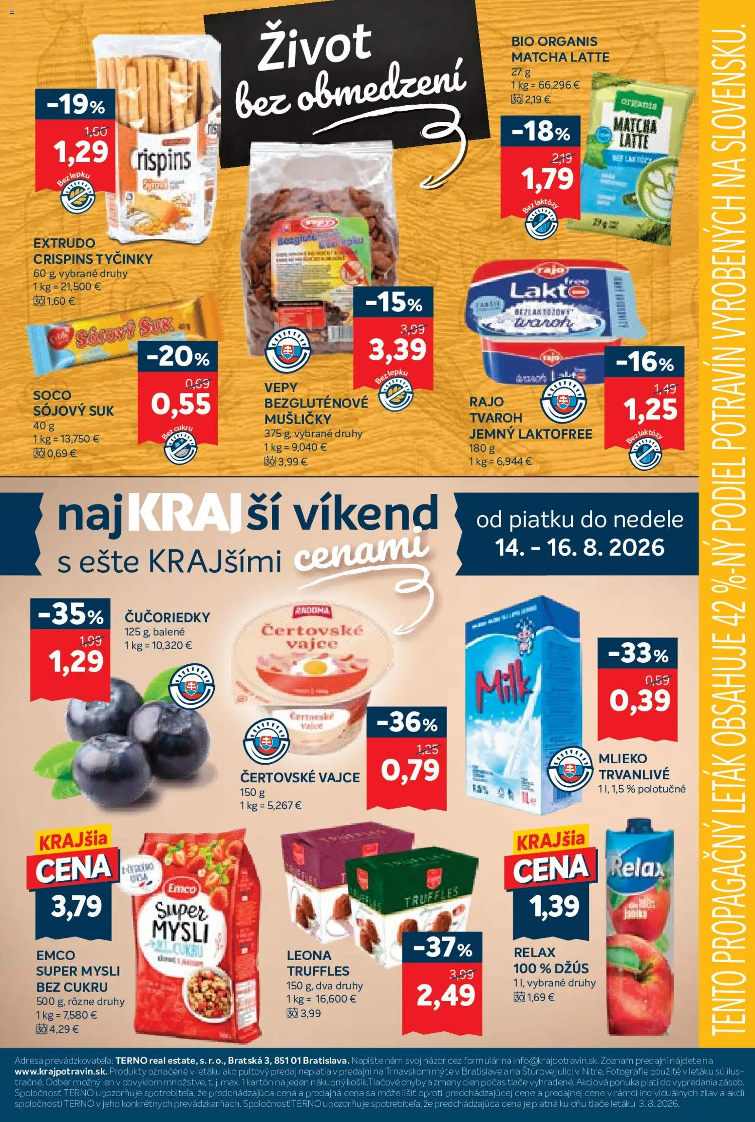 Nové Kraj akcie – leták je platný od 13.08.2026 | Strana: 17 | Produkty: Mlieko, Džús, Čučoriedky, Tvaroh