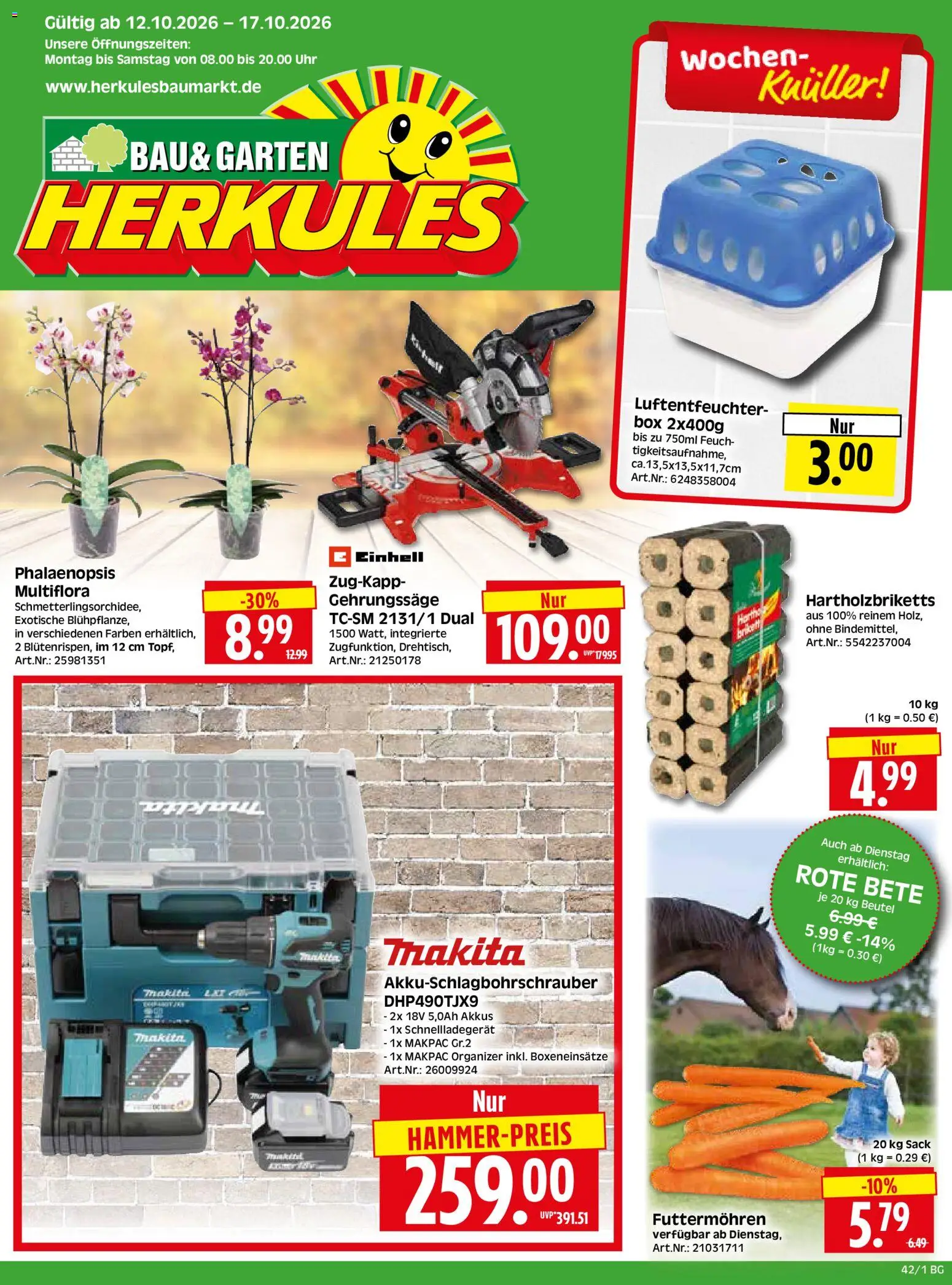 HERKULES Bau & Garten – gültig ab 12.10.2026 | Seite: 1 | Produkte: Box, Uhr