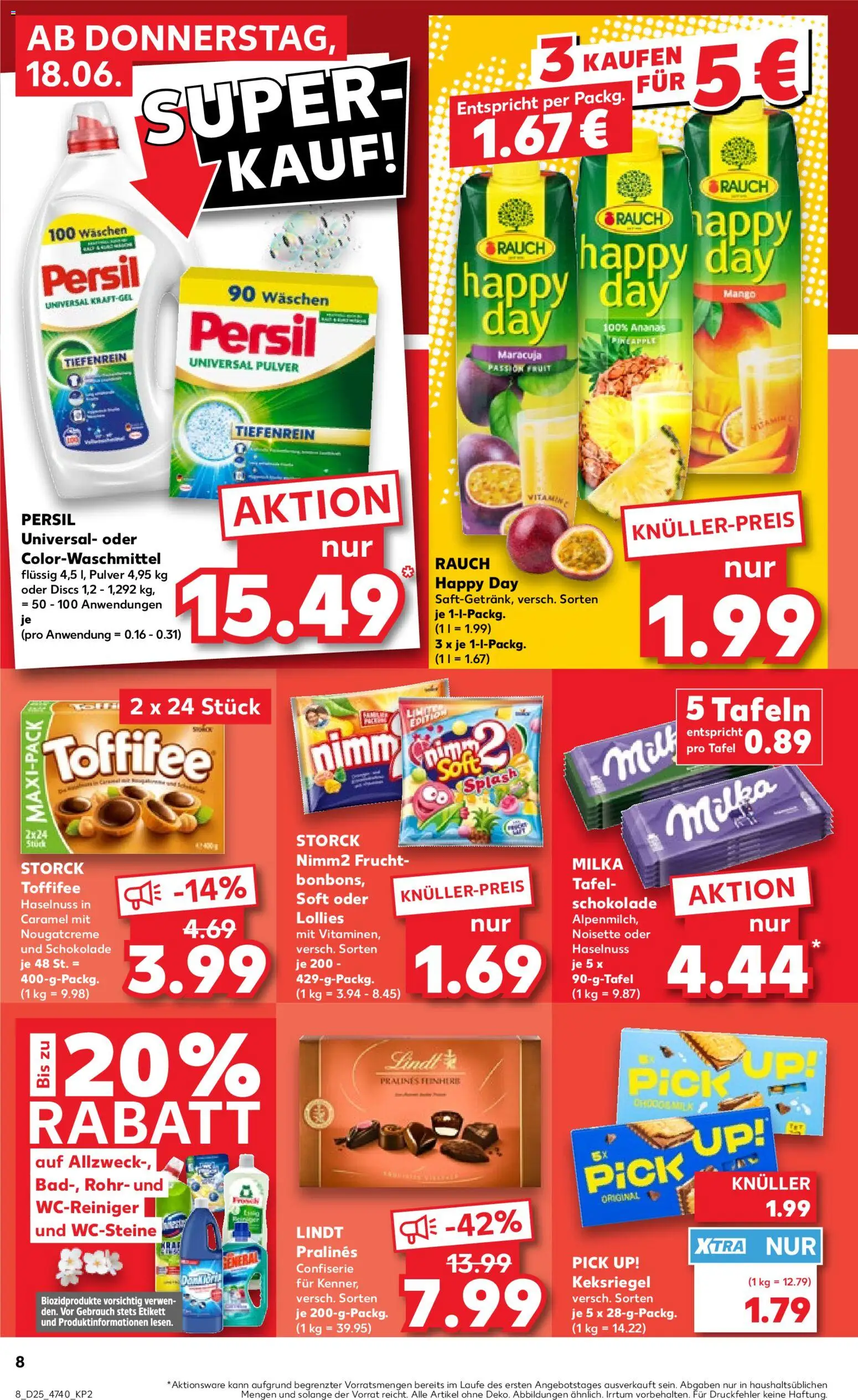 Kaufland Prospekt Hannover – gültig ab 18.06.2026 | Seite: 8 | Produkte: Schokolade, Toffifee, Lindt, Persil
