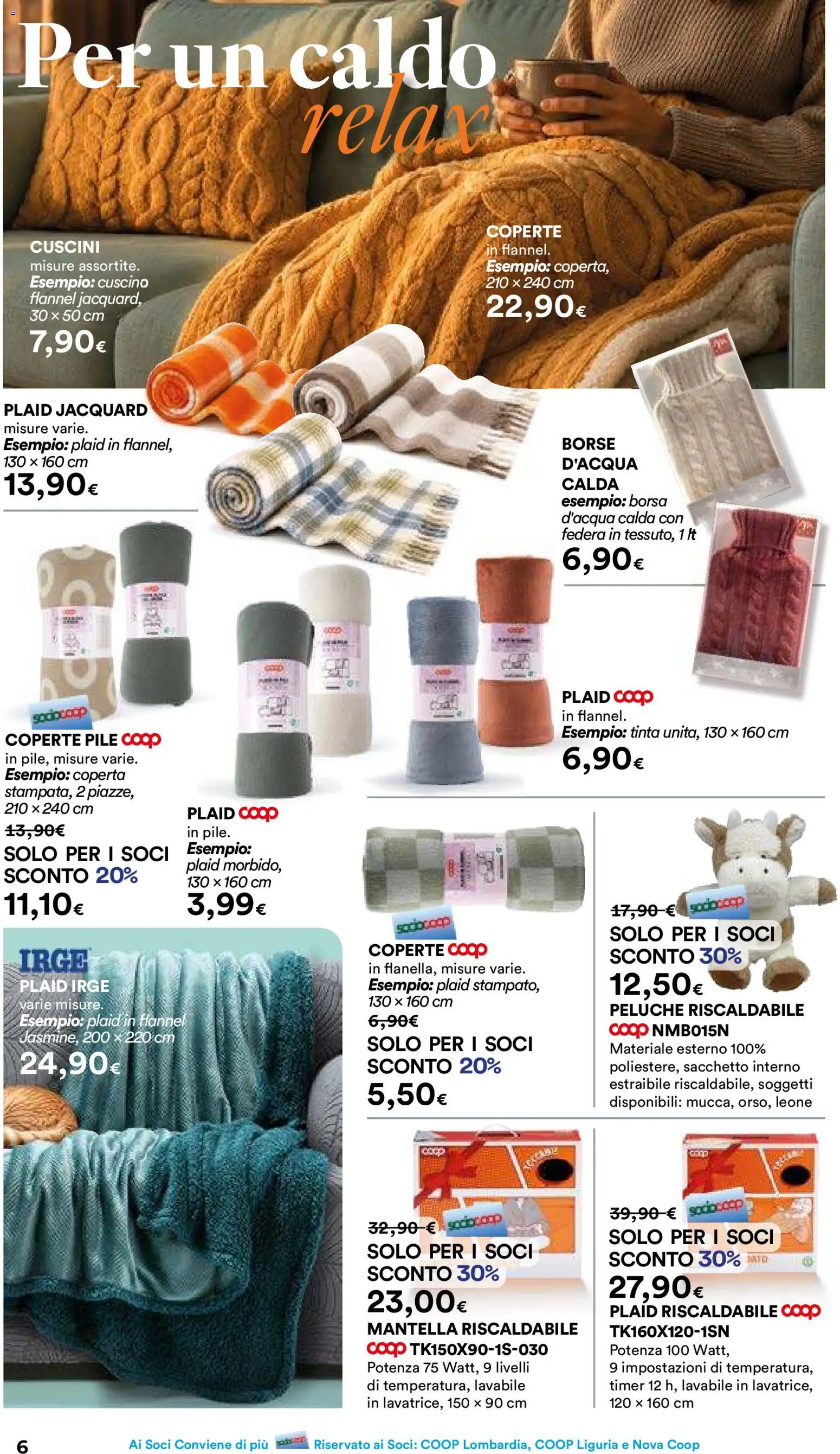 Volantino Ipercoop del 08/10/2026 | Pagina: 6 | Prodotti: Plaid, Cuscino, Coperta, Federa