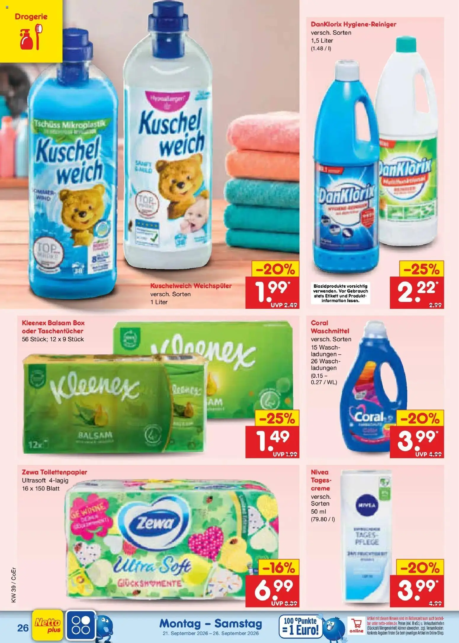 Netto Marken-Discount Prospekt Naumburg – gültig ab 21.09.2026 | Seite: 38 | Produkte: Kuschelweich, Creme, Weichspüler, Toilettenpapier