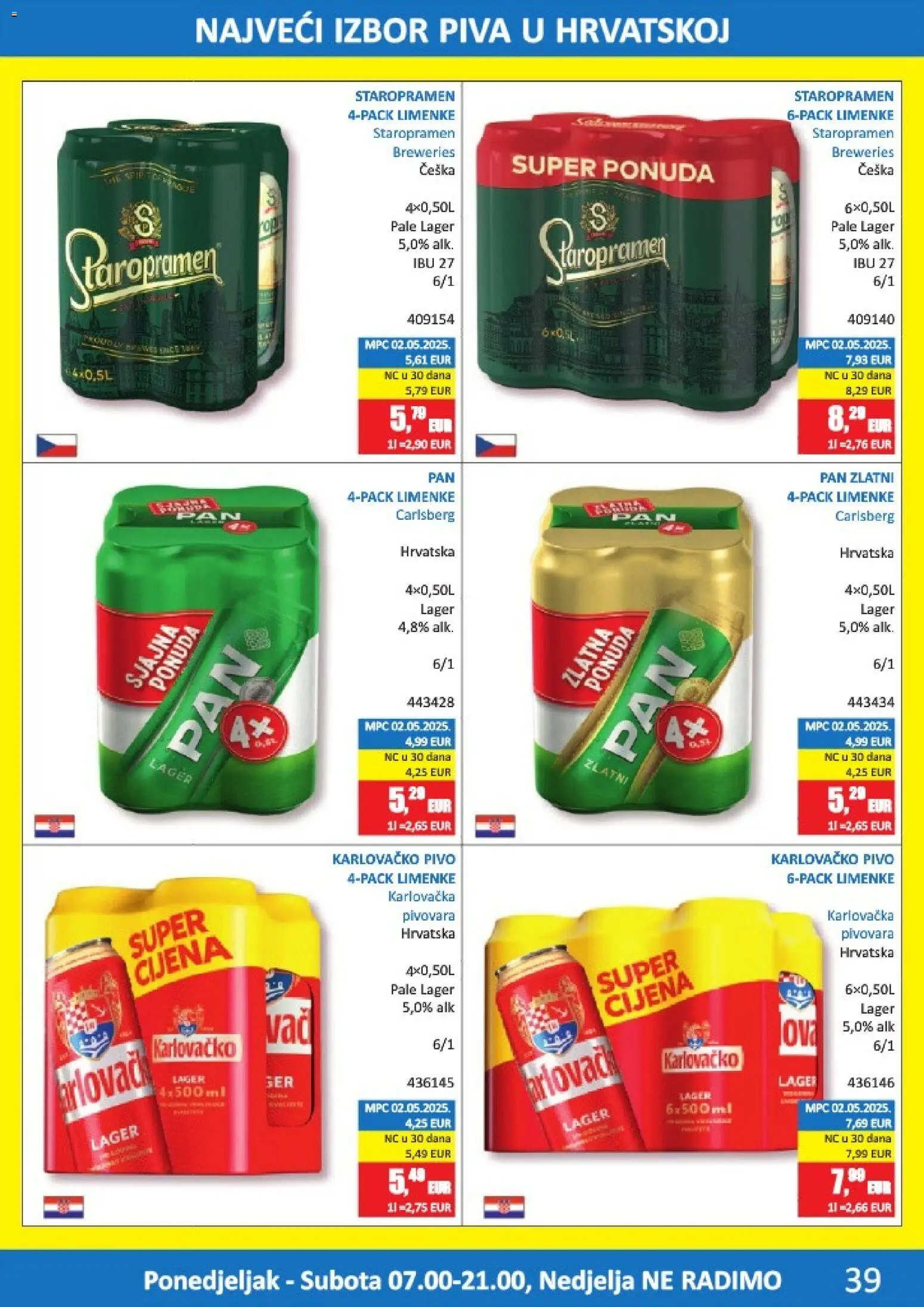 Vrutak katalog | vrijedi od 01.06.2026 | Stranica: 39 | Proizvodi: Staropramen, Karlovačko, Pivo, Pan