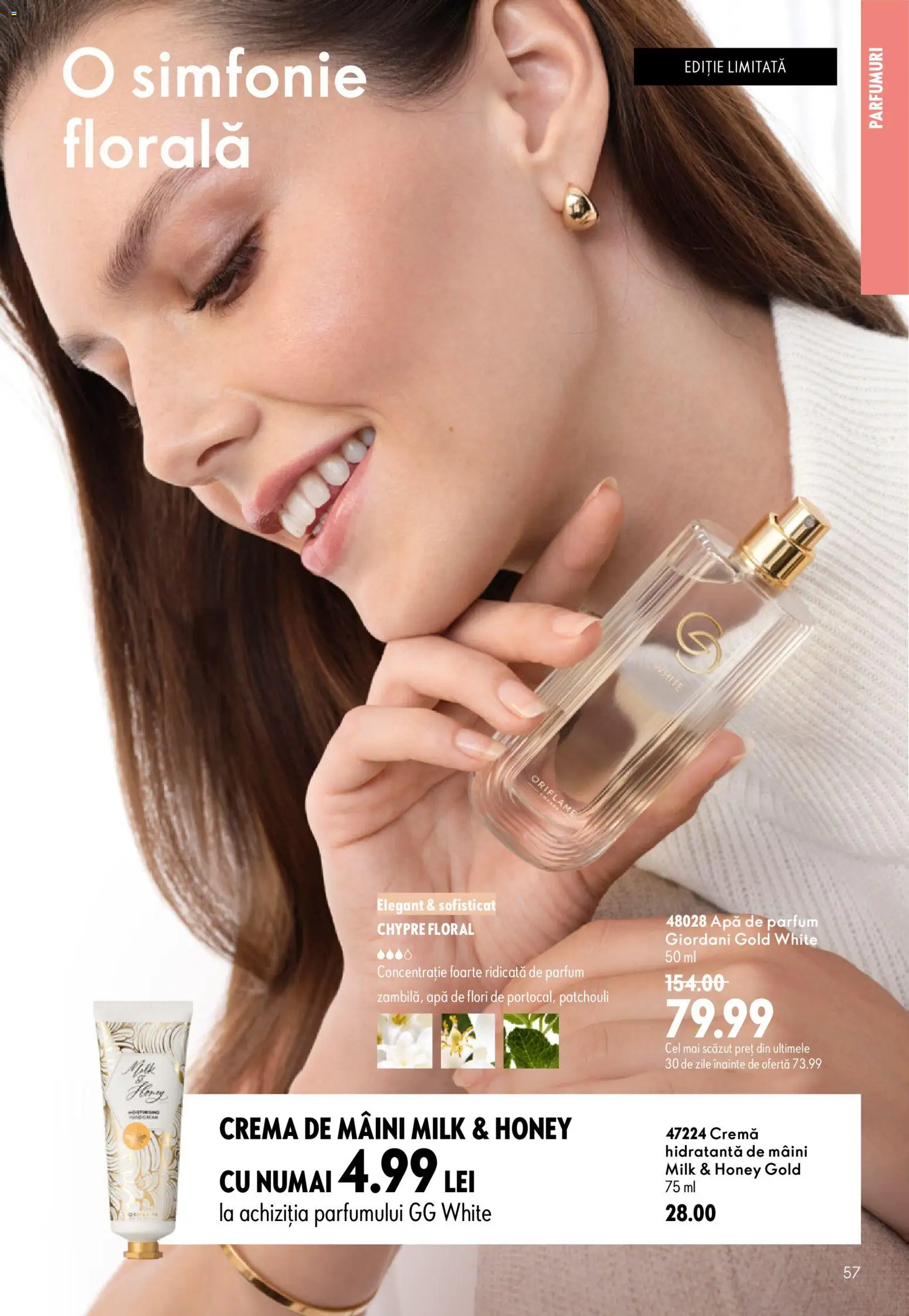 Noul catalog Oriflame – valabil de la 08.07.2026 | Pagină: 57 | Produse: Apă de parfum, Parfum, Cremă de mâini, Apă