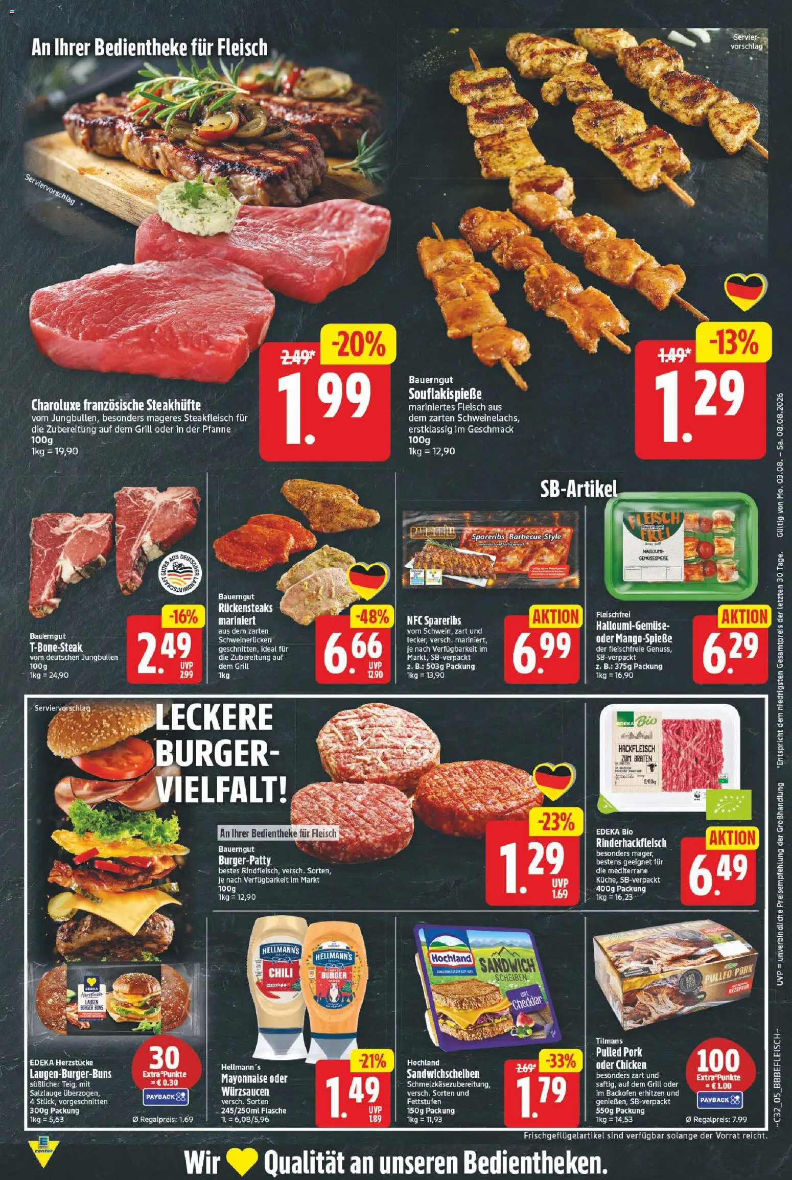 E center Prospekt – gültig ab 03.08.2026 | Seite: 5 | Produkte: Grill, Bauerngut, Backofen, Schweinerucken