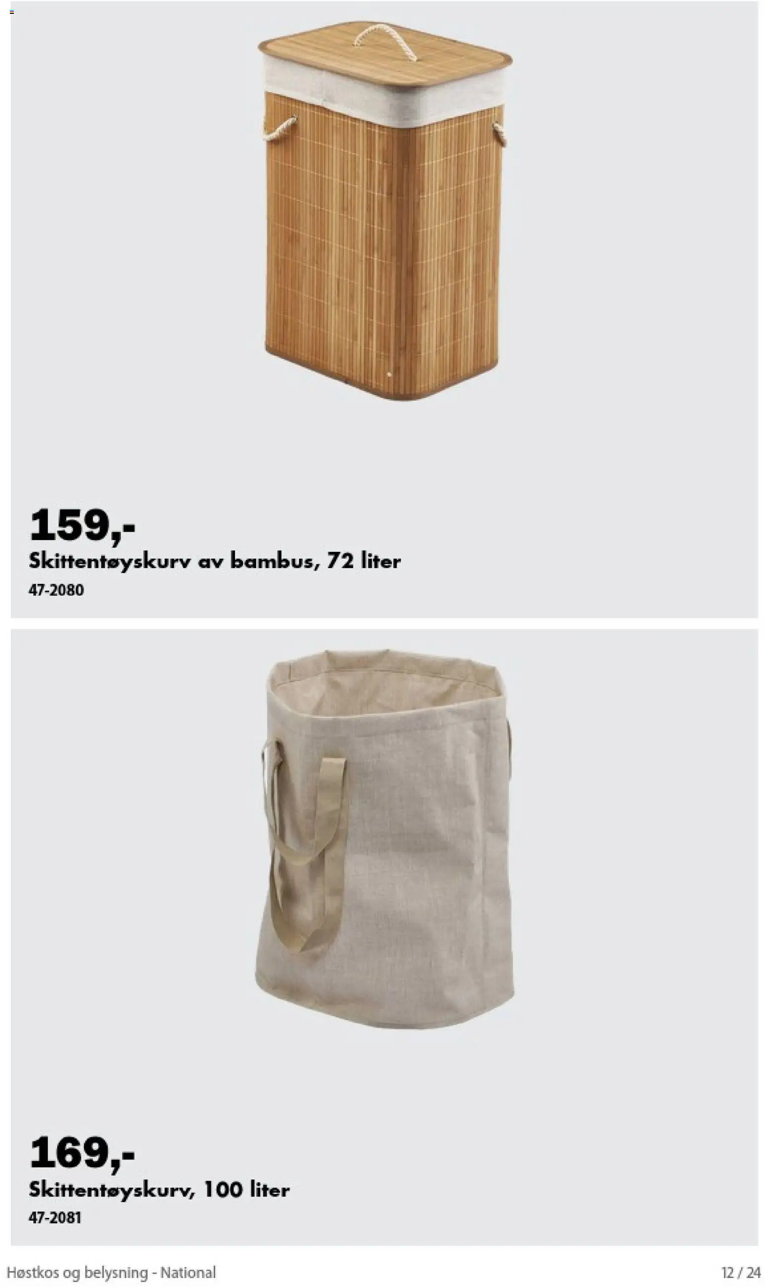 {H1} | Side: 12 | Produkter: Belysning, Skittentøyskurv