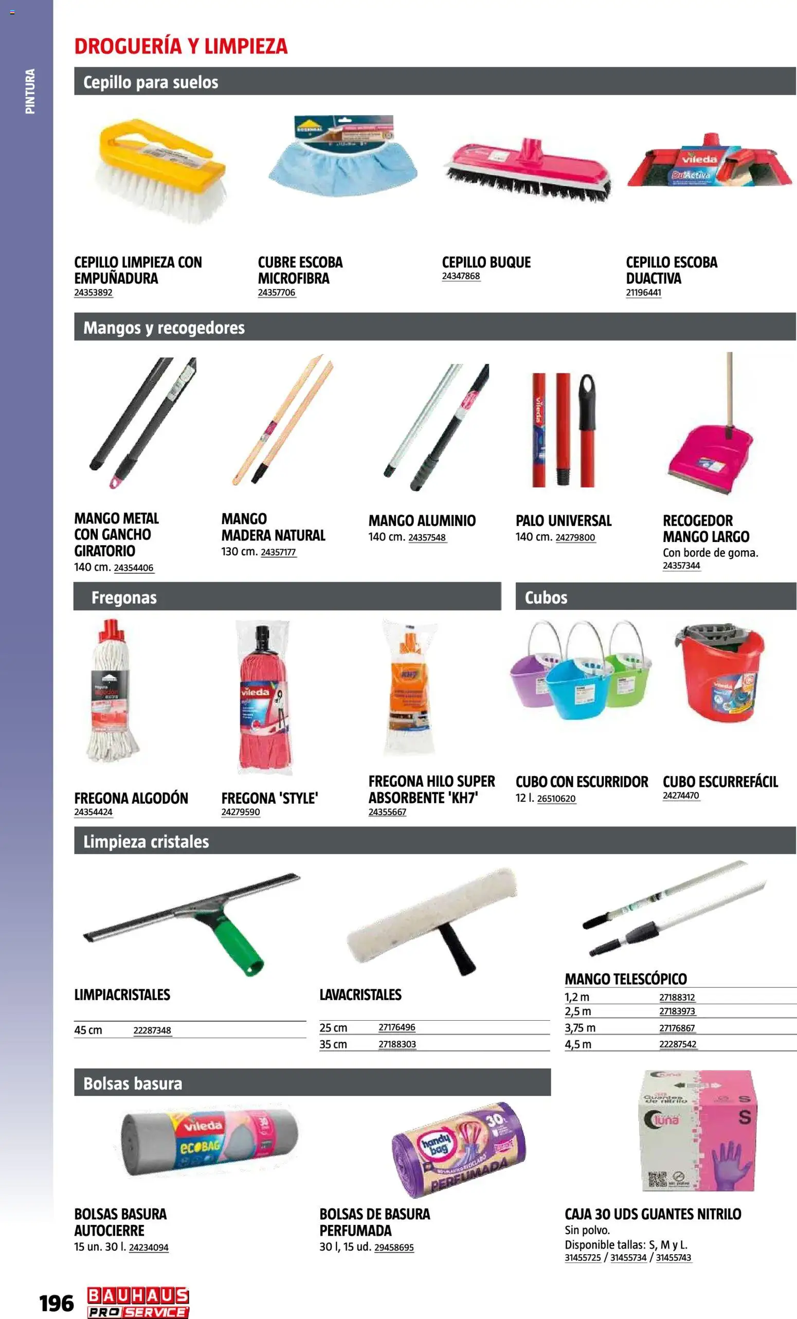 Bauhaus ProService │ válido desde el 11/05/2026 | Página: 196 | Productos: Cepillo, Bolsas de basura, Guantes, Caja