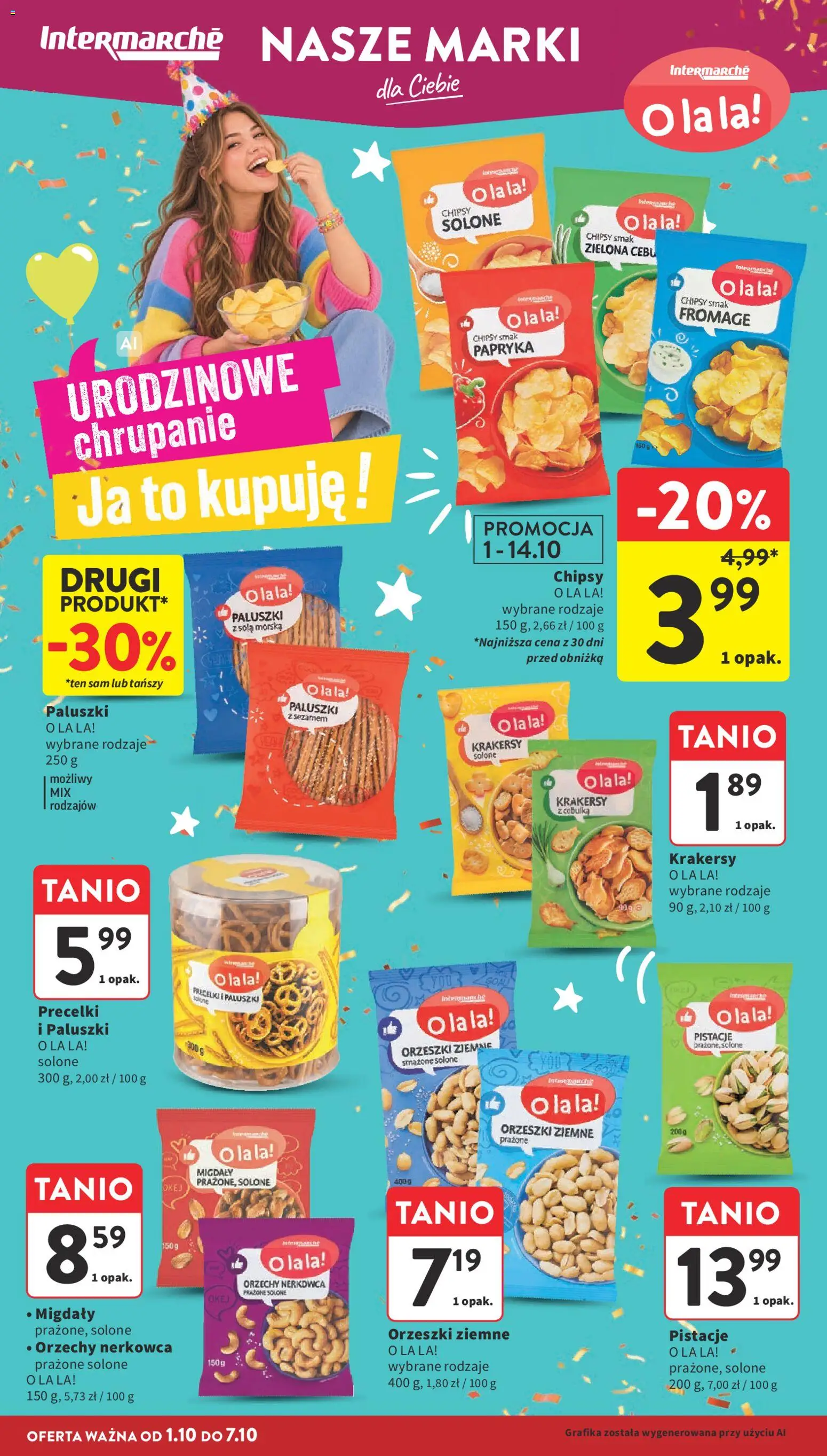Intermarche gazetka od 01.10.2026 | Strona: 34 | Produkty: Chipsy, Papryka, Krakersy, Orzechy