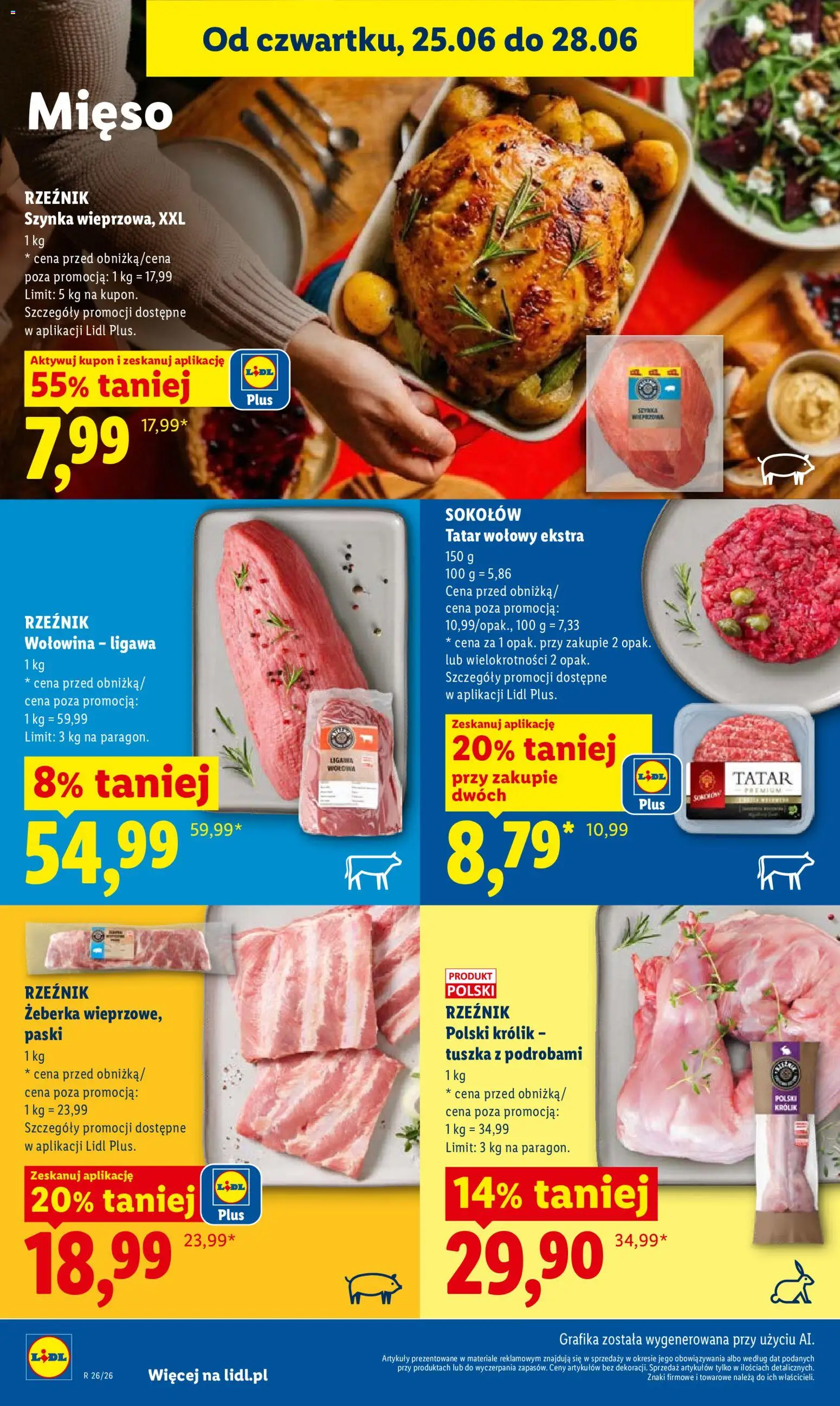 Lidl gazetka od 25.06.2026 | Strona: 44 | Produkty: Tatar wołowy, Szynka, Tatar, Wołowina