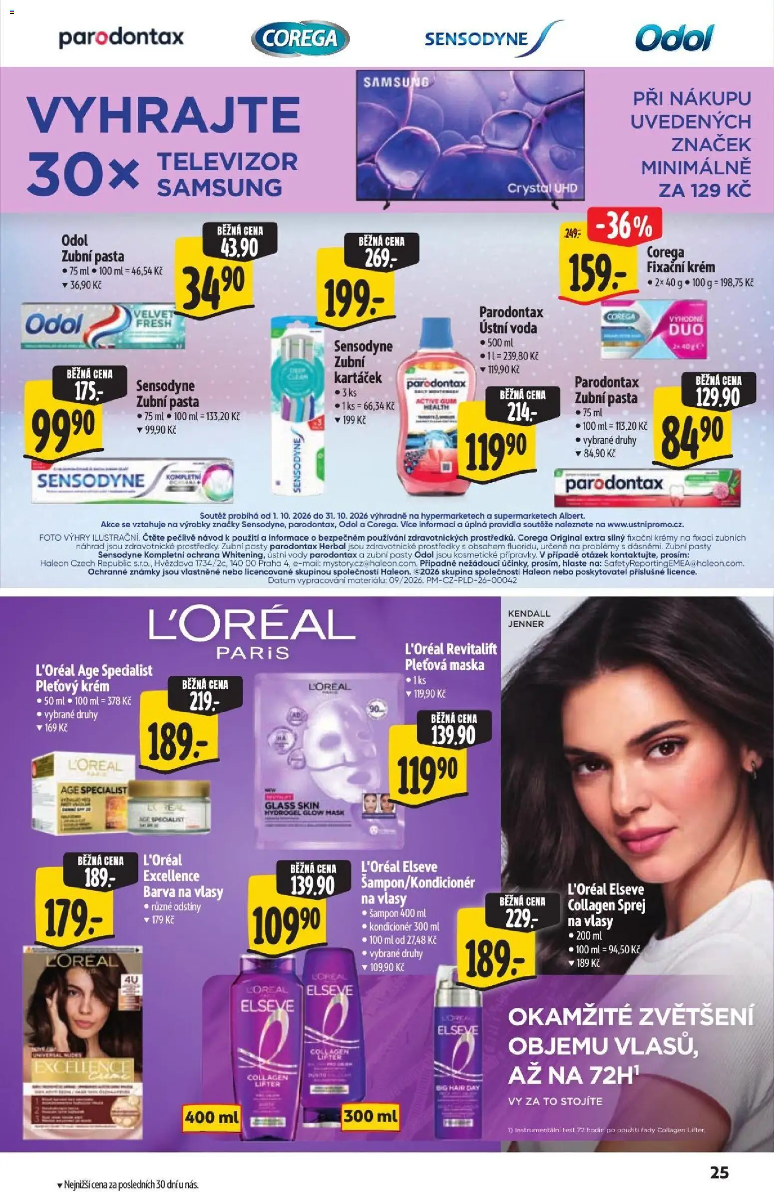 Albert leták - Hypermarket - Nabídka ve značkové kvalitě od 21.10.2026 | Strana: 25 | Produkty: Zubní pasta, Televizor, Velvet, Šampon