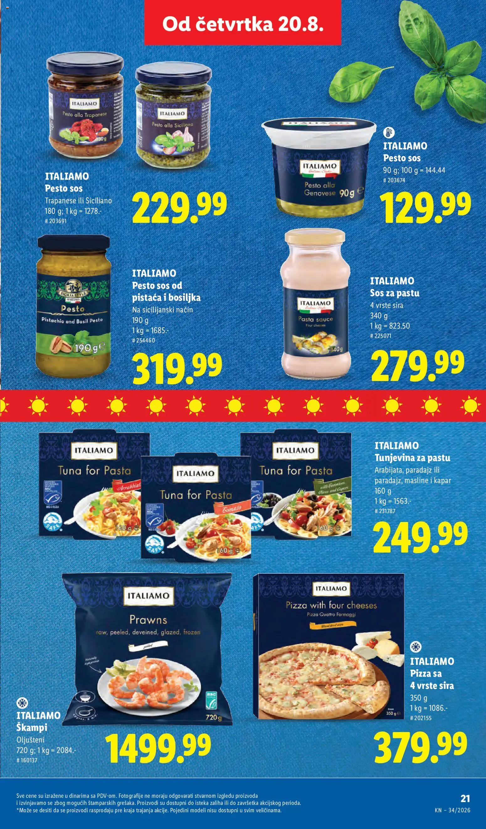 Lidl katalog - važi od 20.08.2026 | Strana: 51 | Proizvode: Pesto, Pasta, Škampi, Paradajz