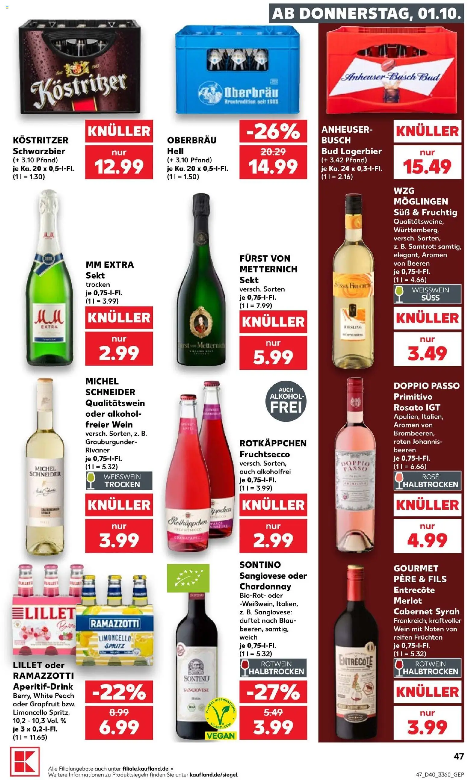 Kaufland Prospekt Potsdam – gültig ab 01.10.2026 | Seite: 51 | Produkte: Merlot, Entrecote, Fruchtsecco, Wein
