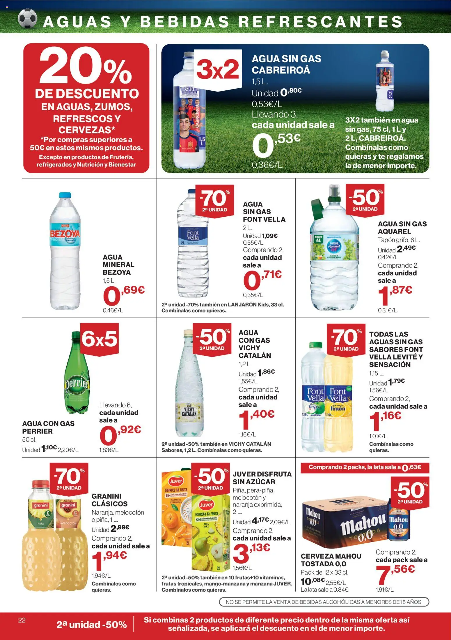 El Corte Inglés ofertas │ válido desde el 04.06.2026 | Página: 22 | Productos: Cerveza, Agua con gas, Manzana, Té