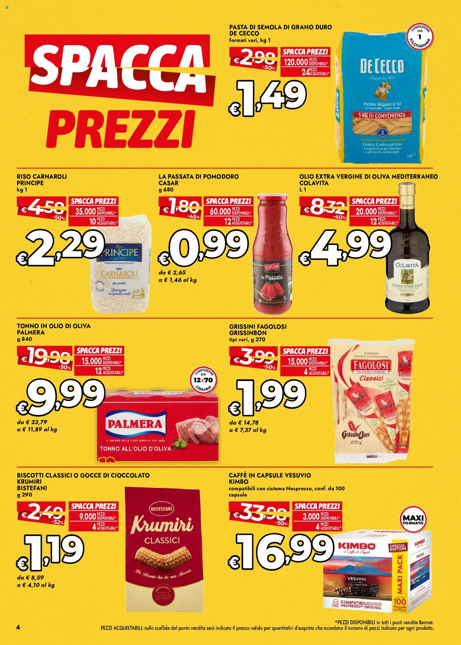 Volantino bennet del 22/10/2026 | Pagina: 4 | Prodotti: Caffè, Caffe in capsule, Grissini, Olio di Oliva
